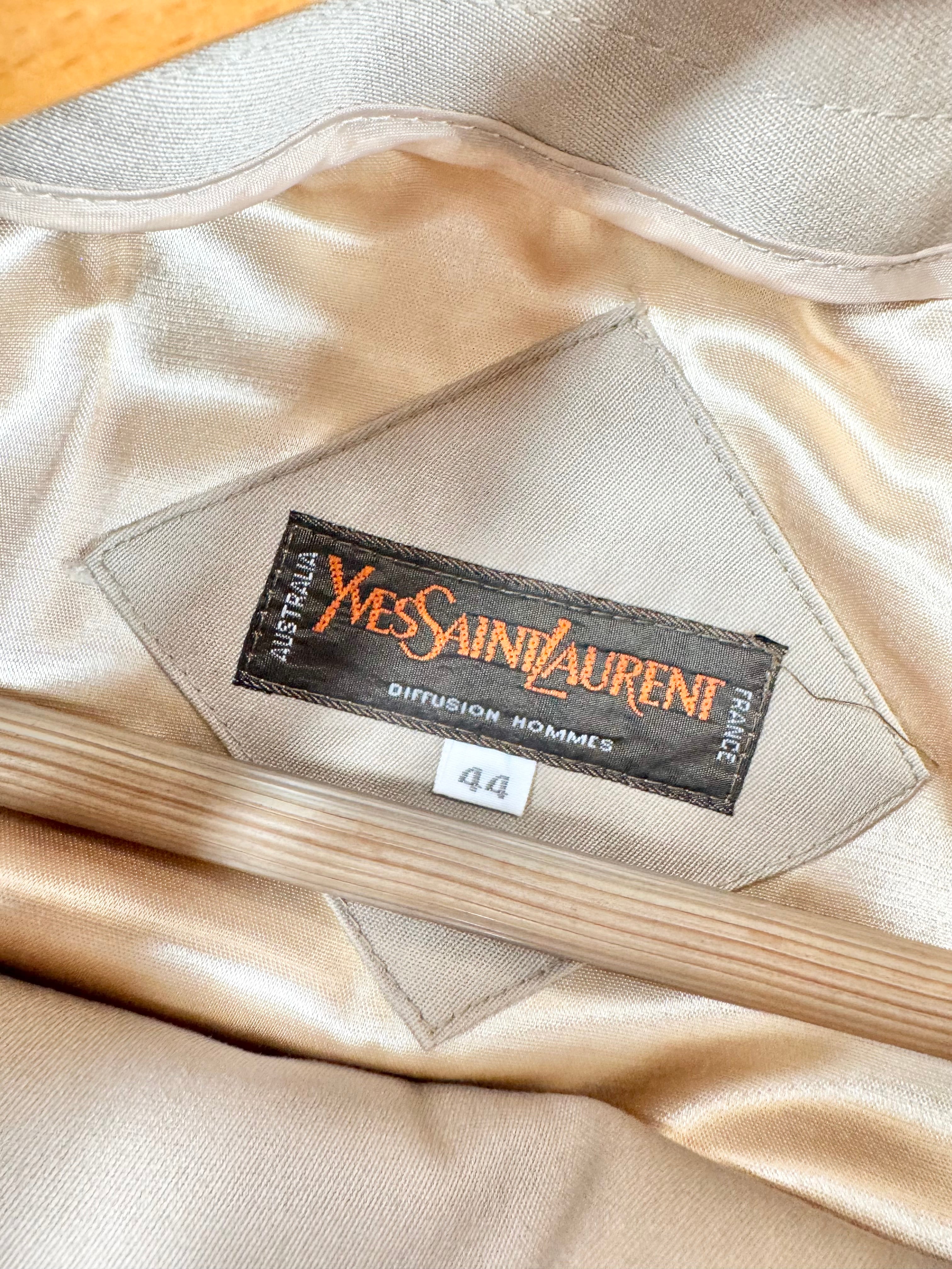 Vintage Yves Saint Laurent Homme Beige Trench Coat - L