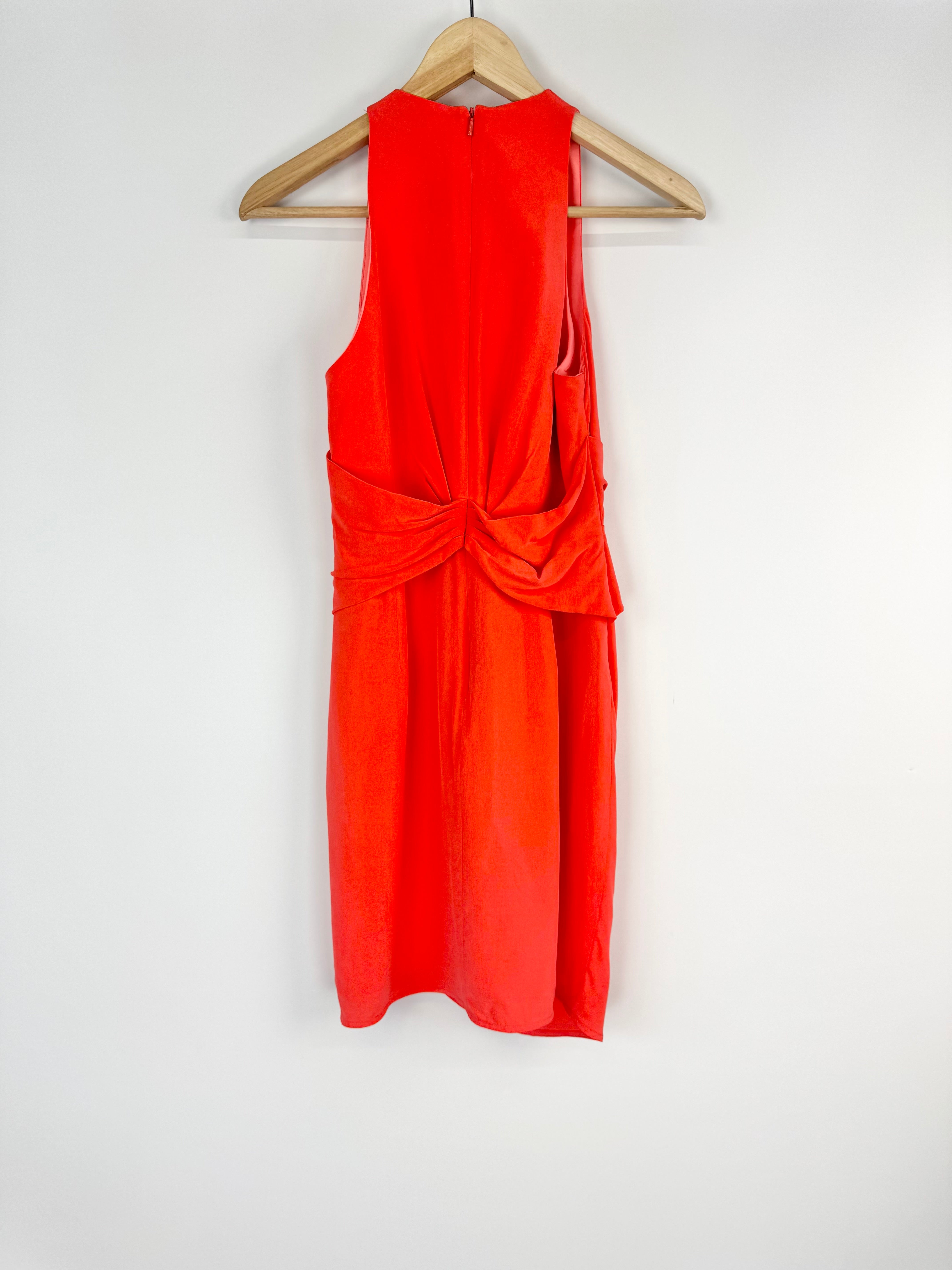 Zimmermann Blood Orange Silk Twist Midi Dress - AU8