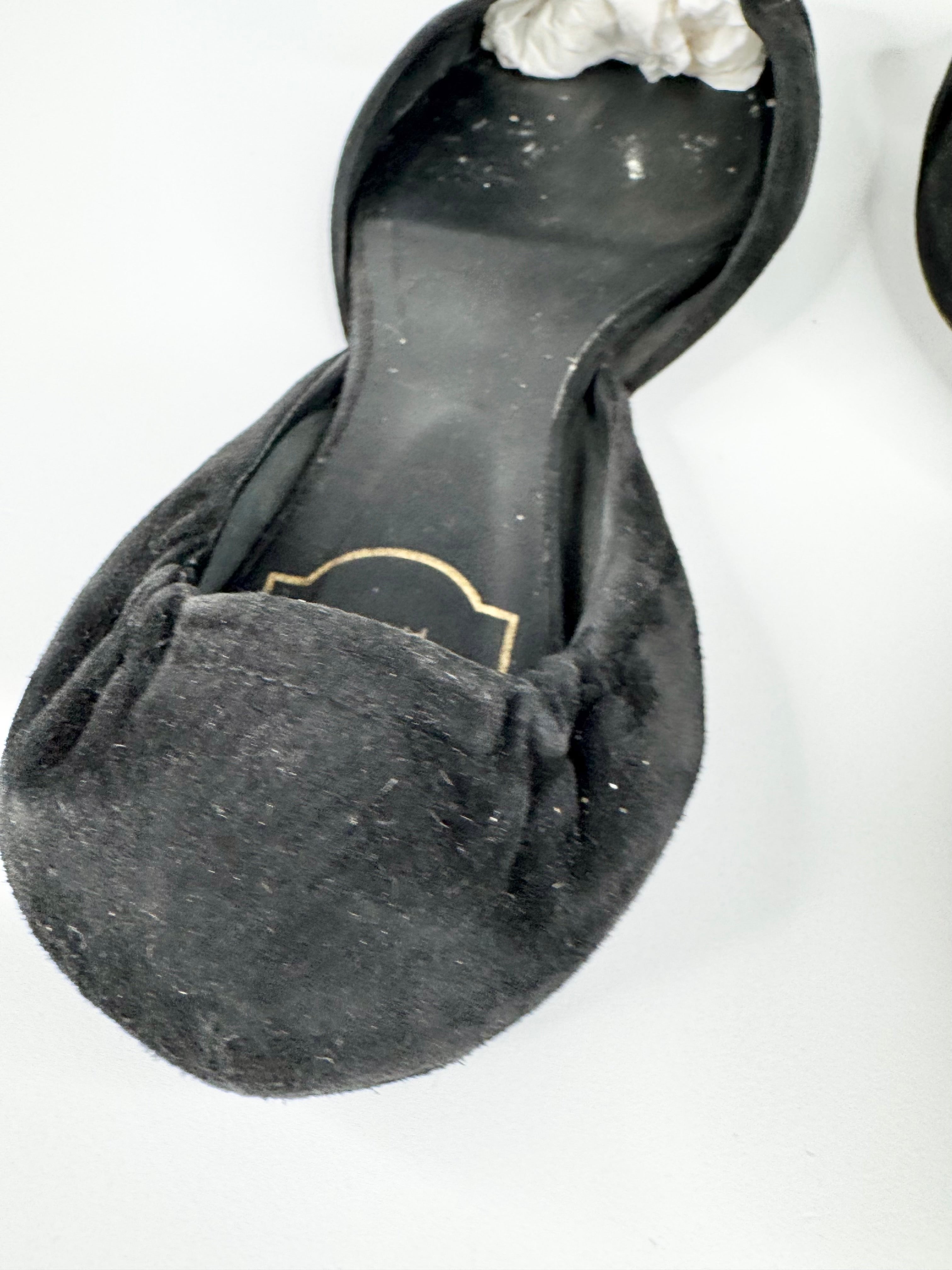 Roger Vivier Black Suede D'Orsay Ballet Flats - EU37.5