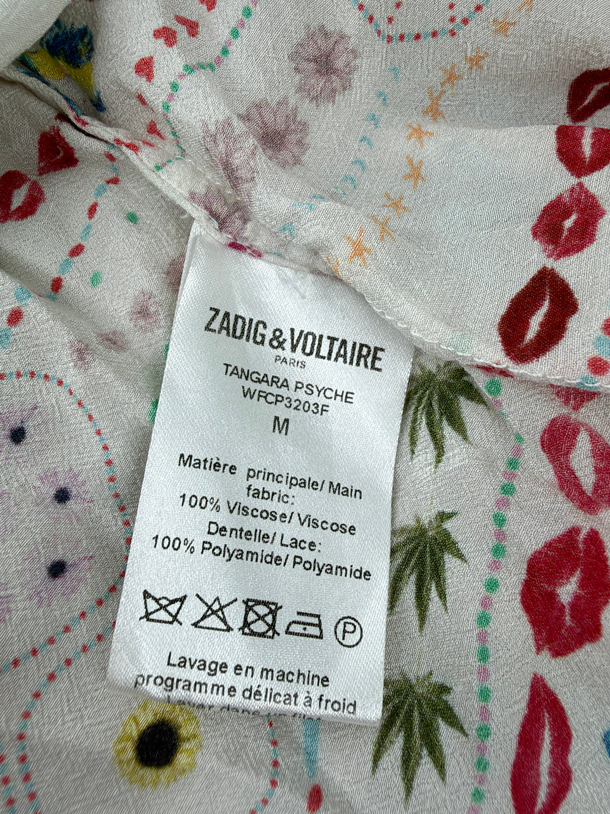 Zadig & Voltaire White Patterned Keyhole Blouse - AU10/12