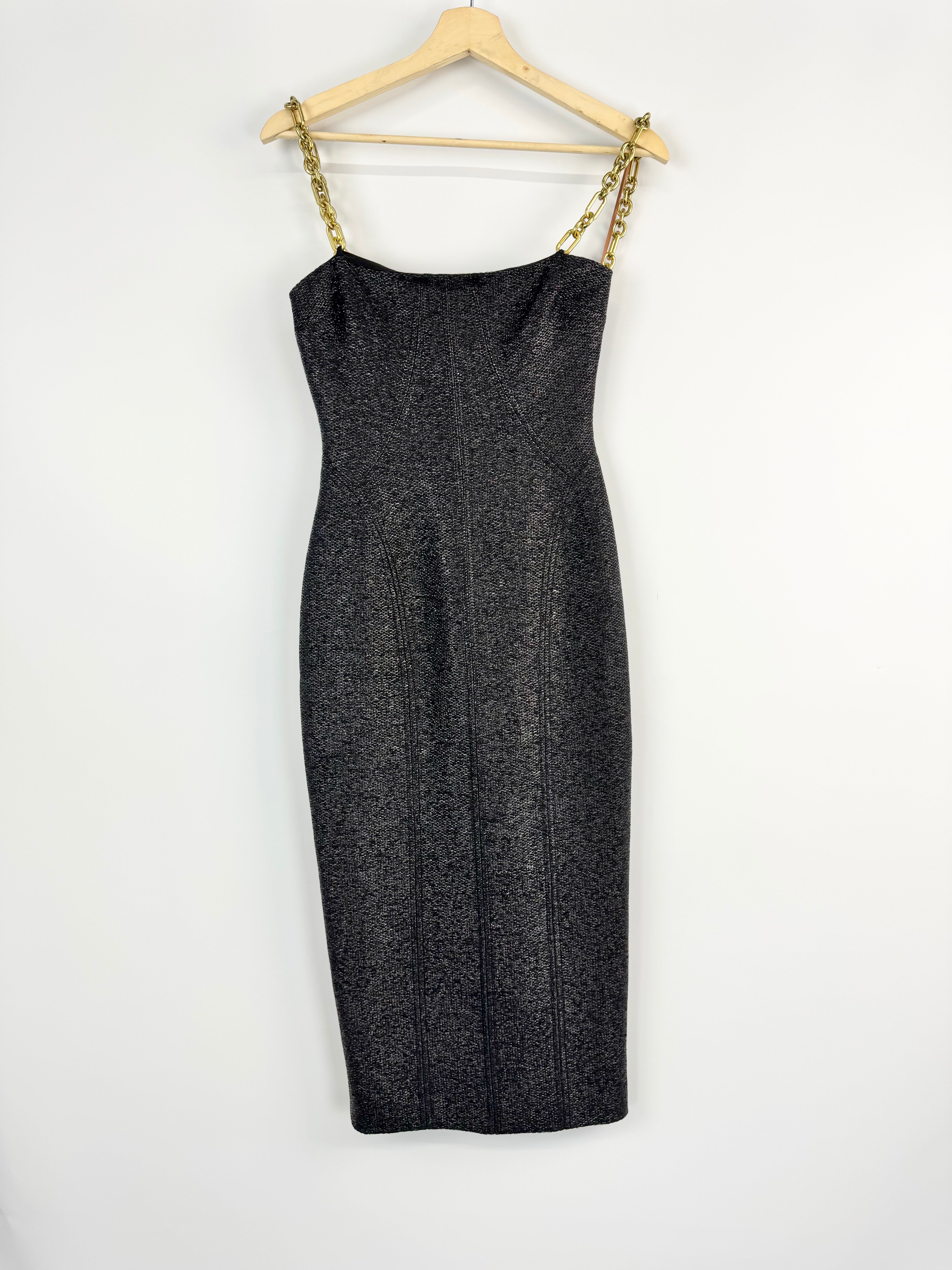 Manning Cartel Black Chain Strap Midi Dress - AU6