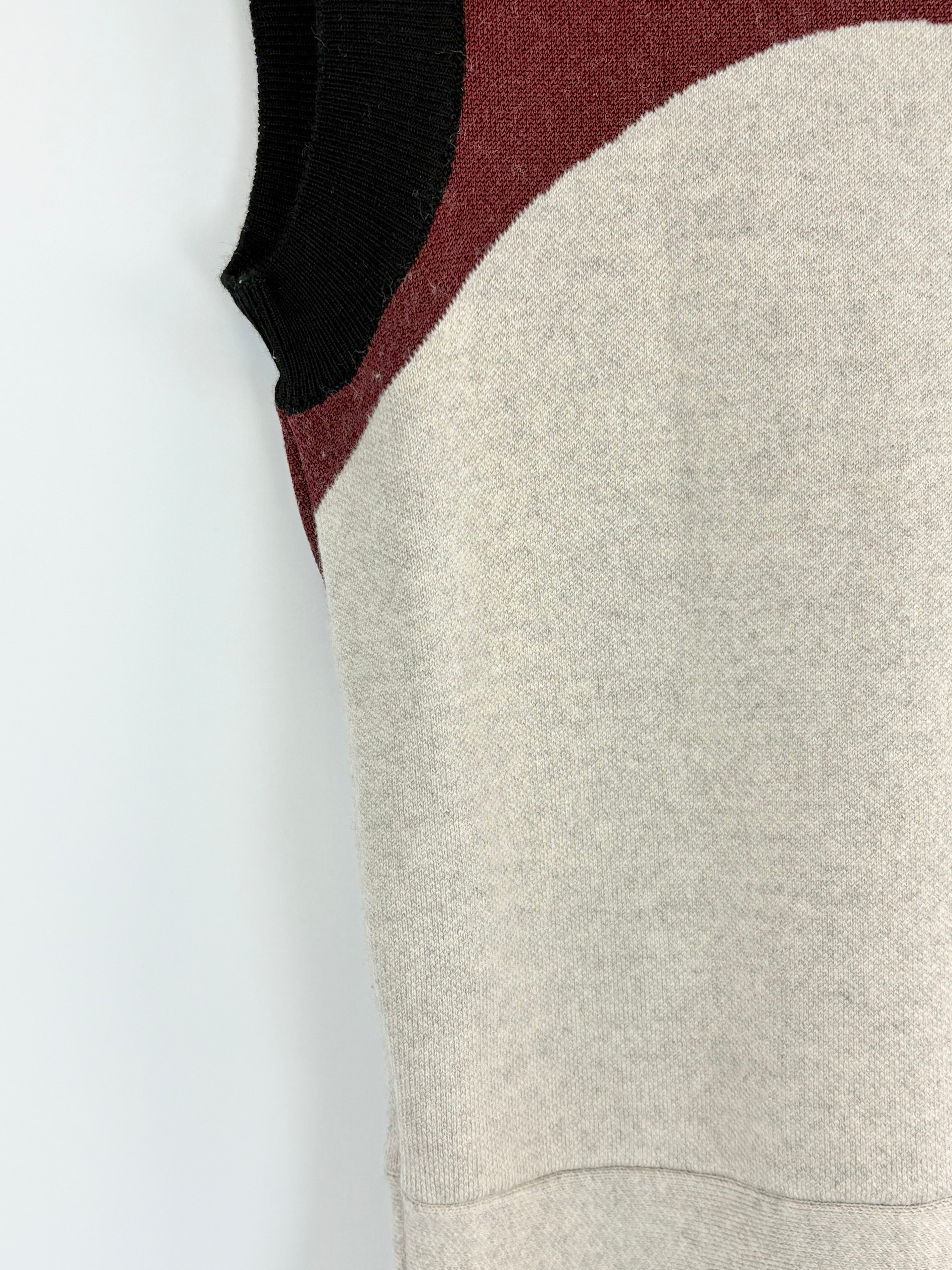 McQ Alexander McQueen Maroon, Black & Beige Knit Midi Dress - XL