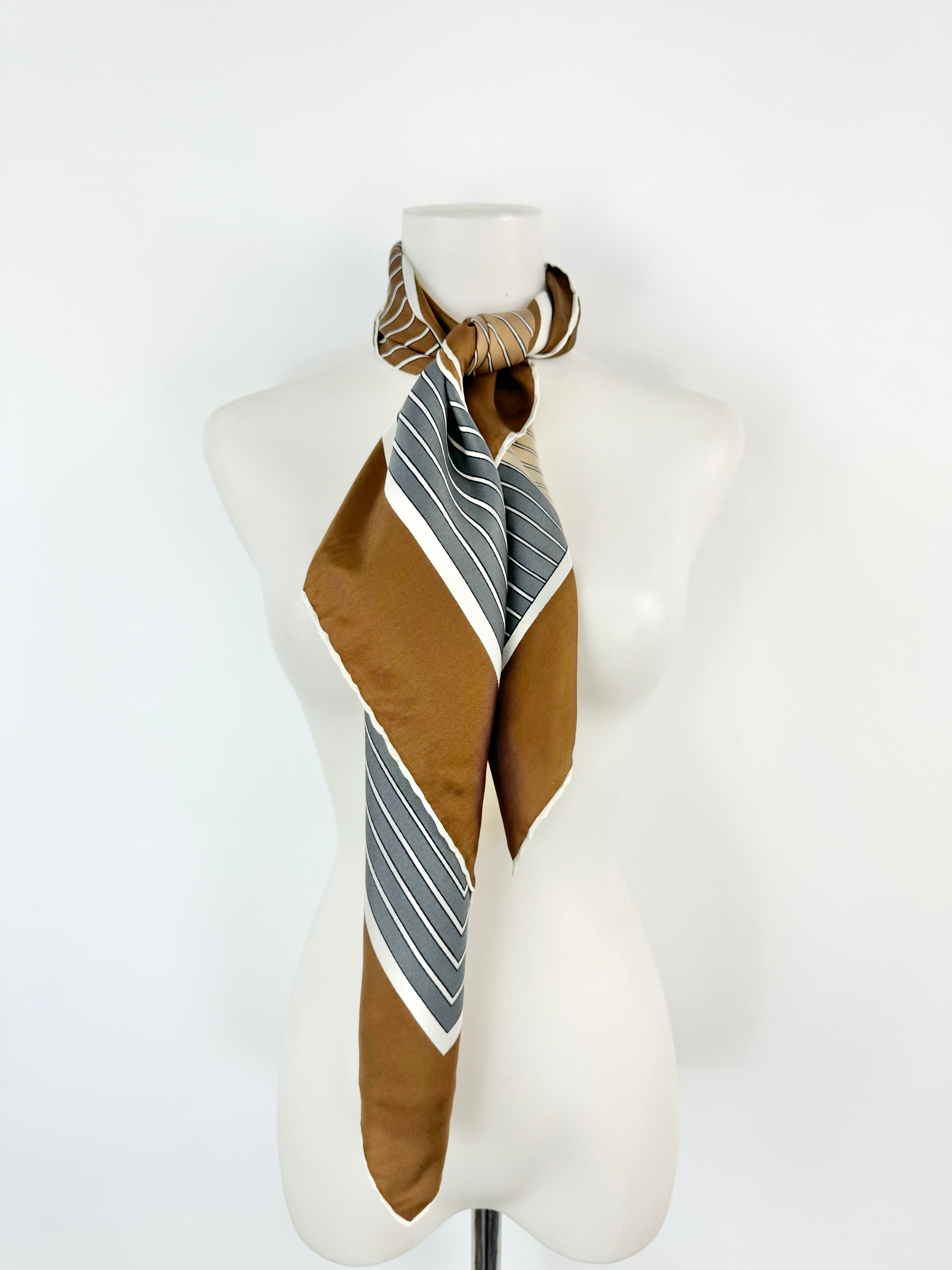 Vintage Jaeger London Silk Block Patterned Scarf