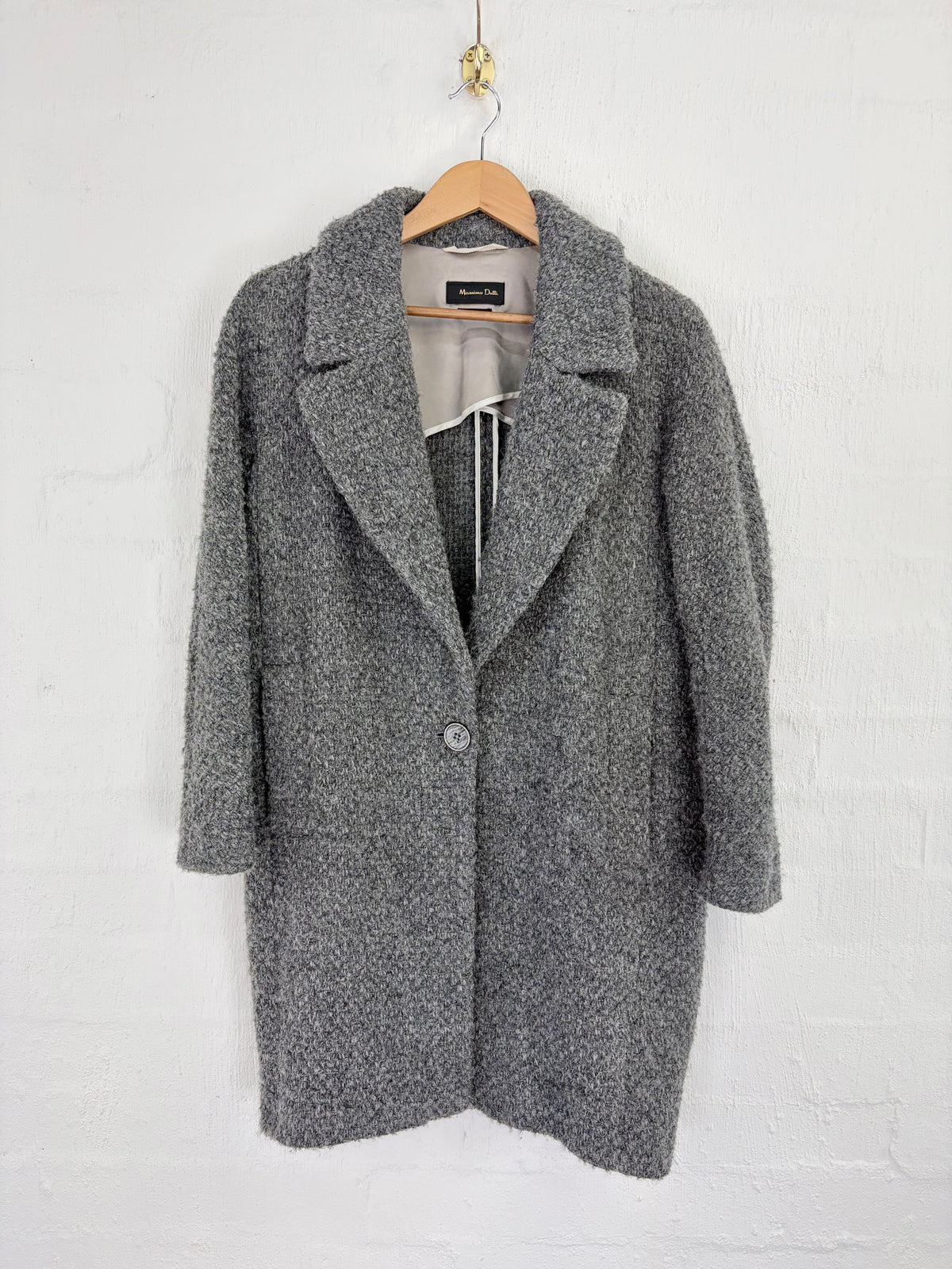 Massimo Dutti Ash Grey Boucle Woold Coat - AU8/10