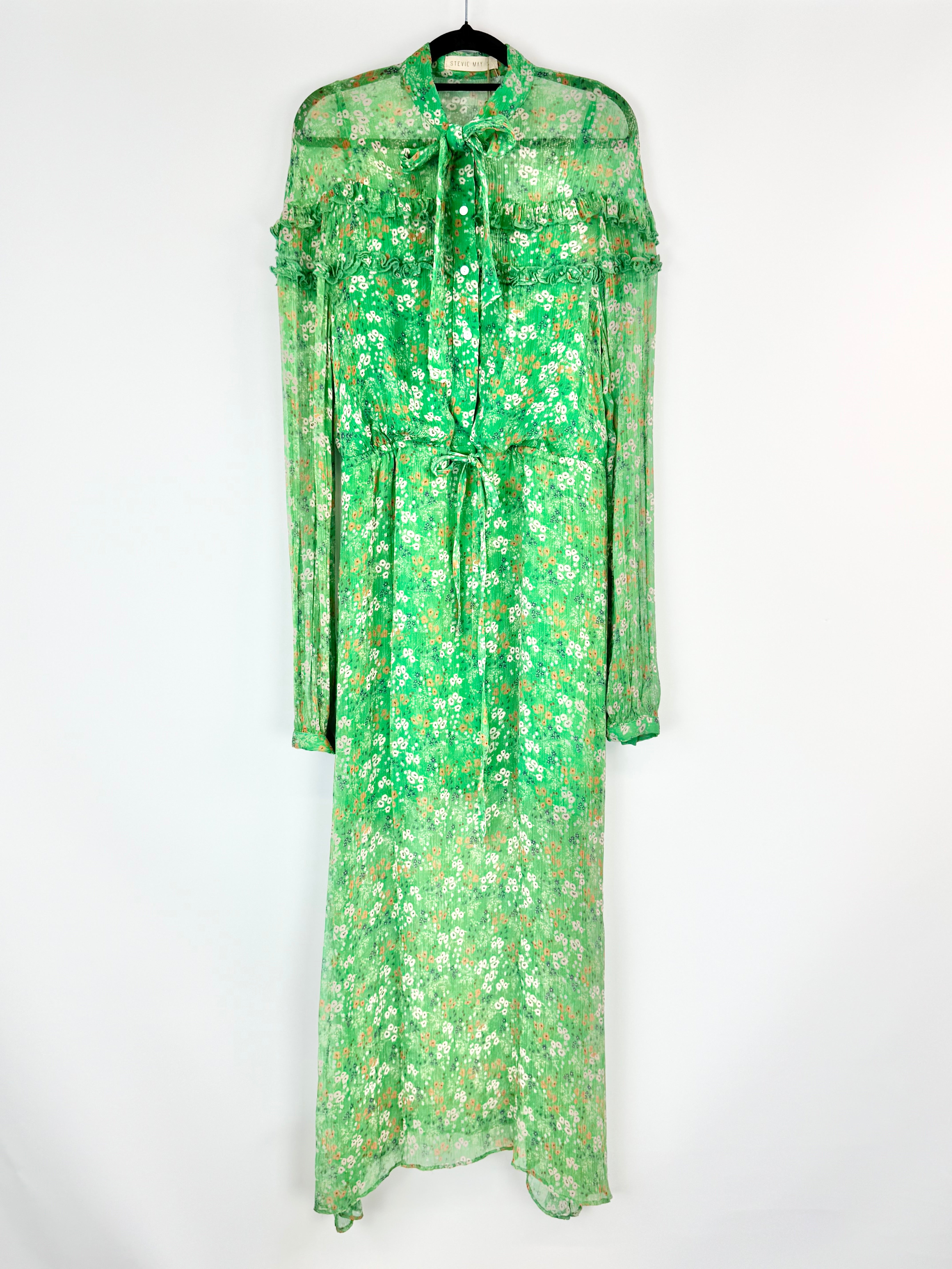Stevie May Spring Green Sheer Crepe Maxi Dress - AU8/10