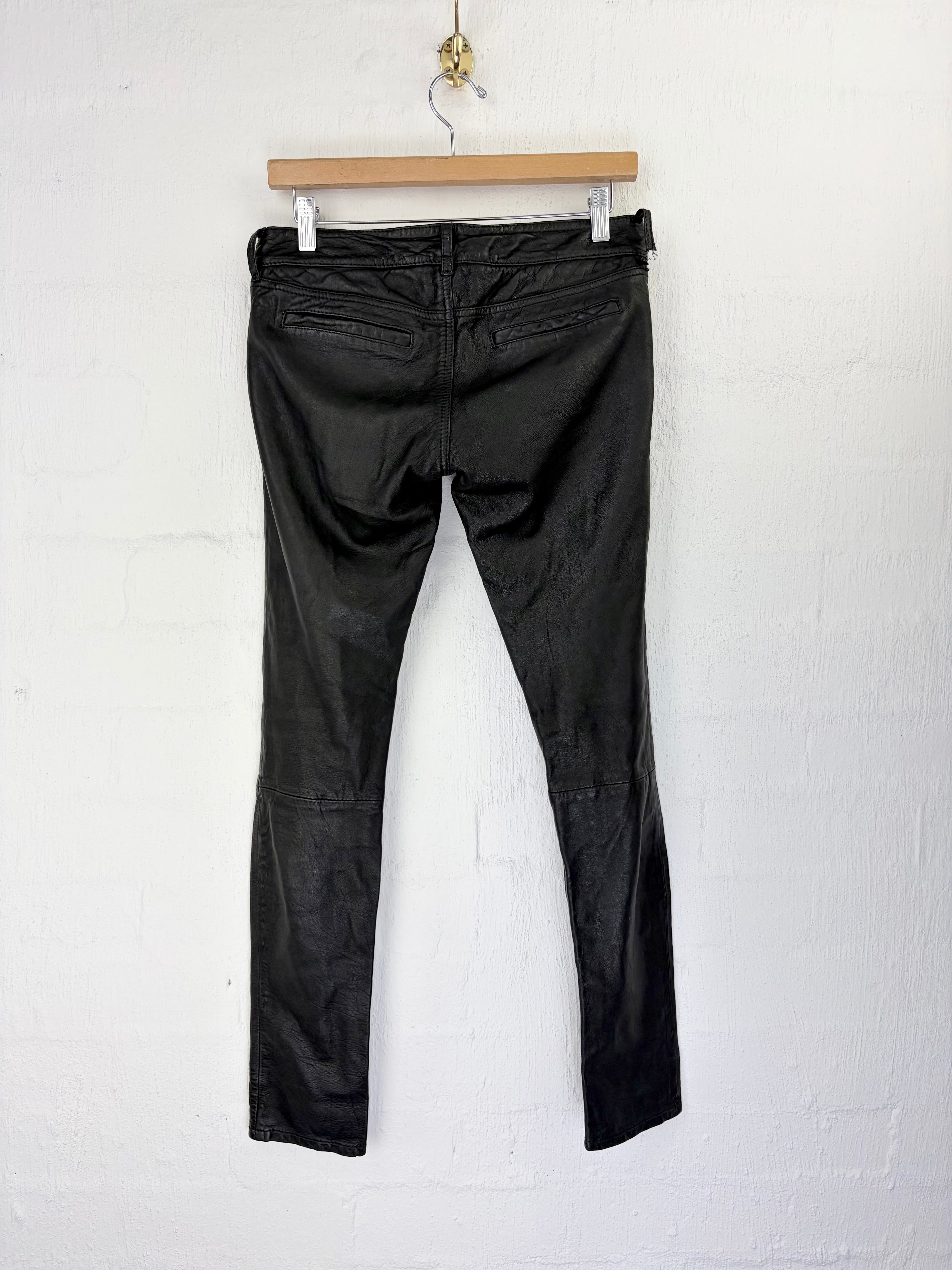 All Saints Spitalfields Black Leather Pants - W25