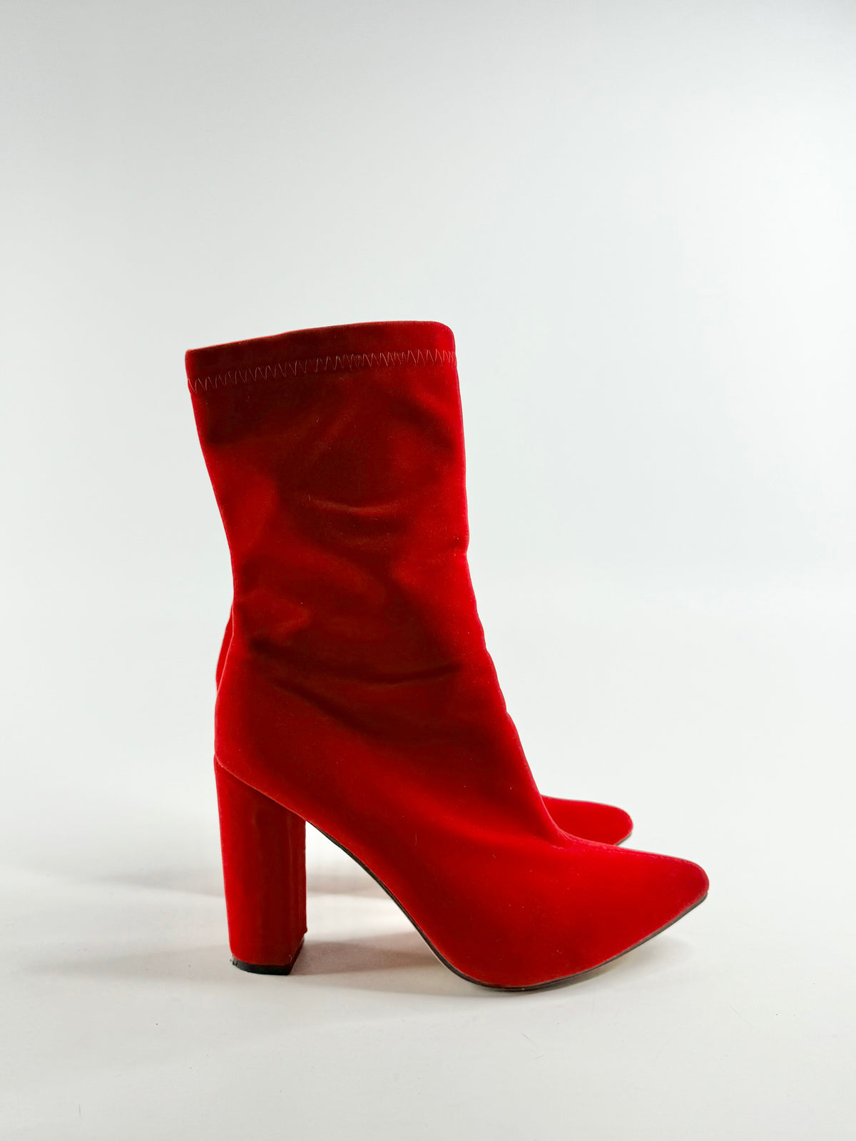Crimson Fabric Heeled Boots - EU42