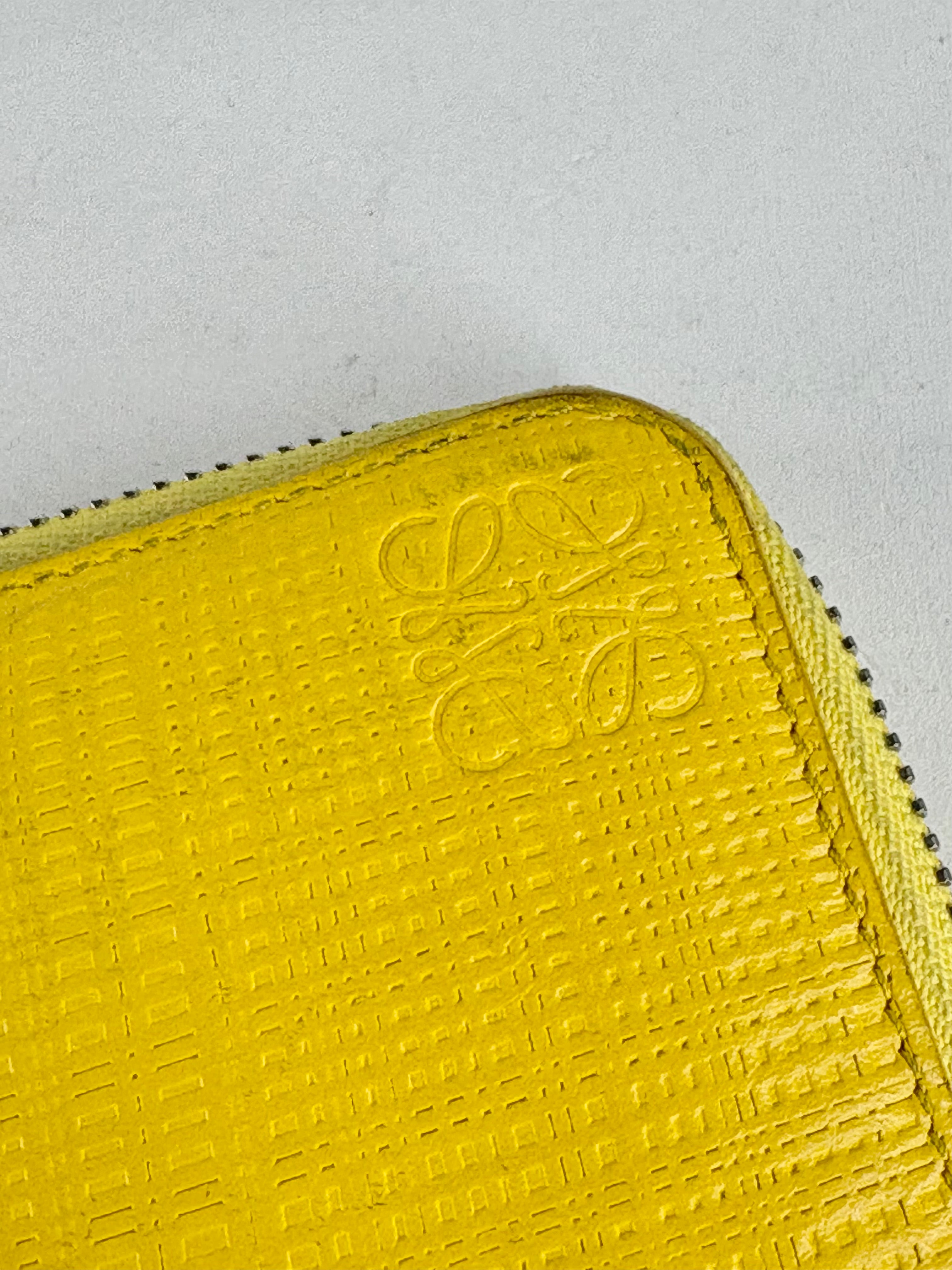 Loewe Canary Yellow Woven-Texture Leather Wallet