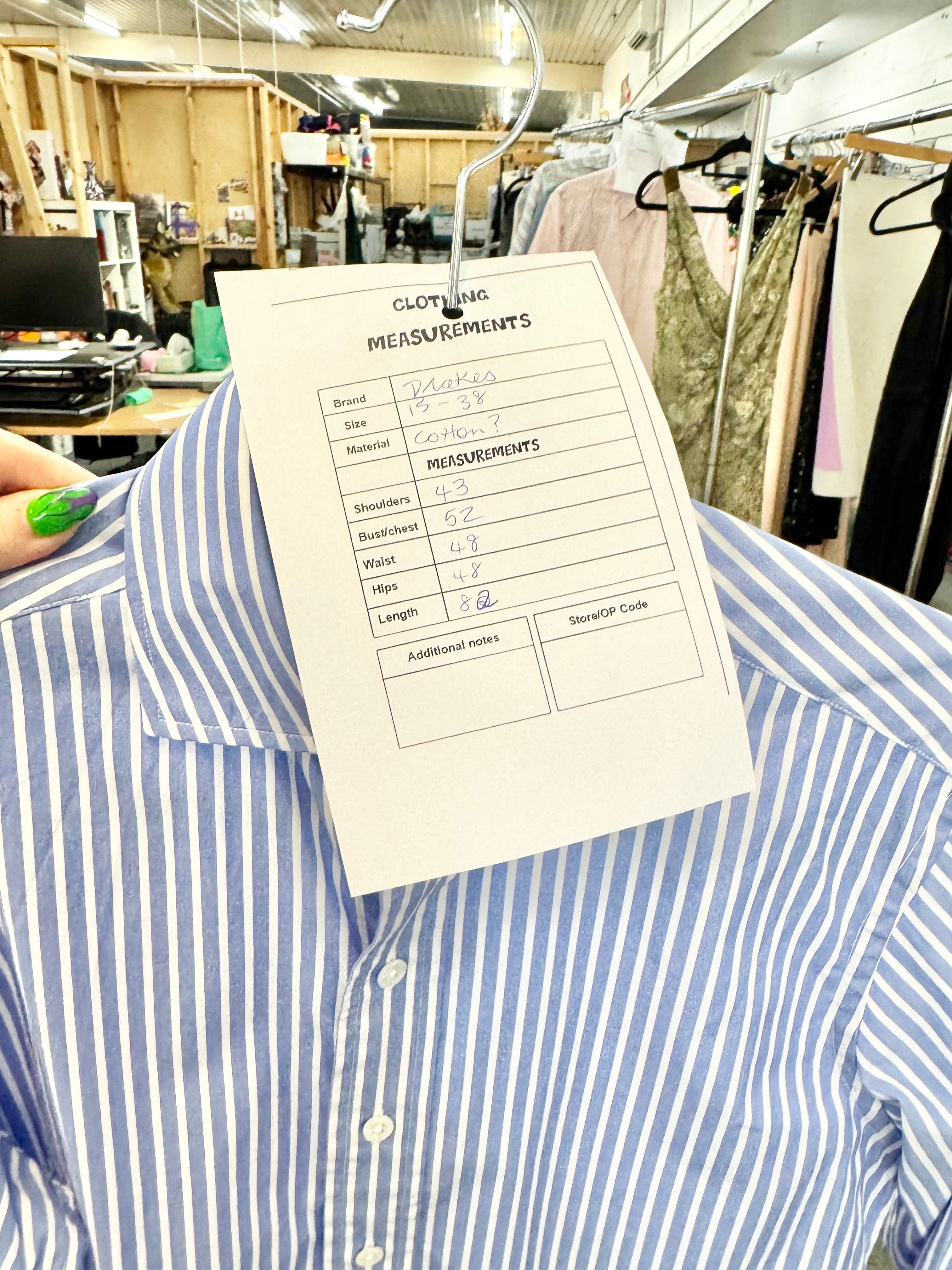 Drake's Blue and White Striped Shirt - 15/38