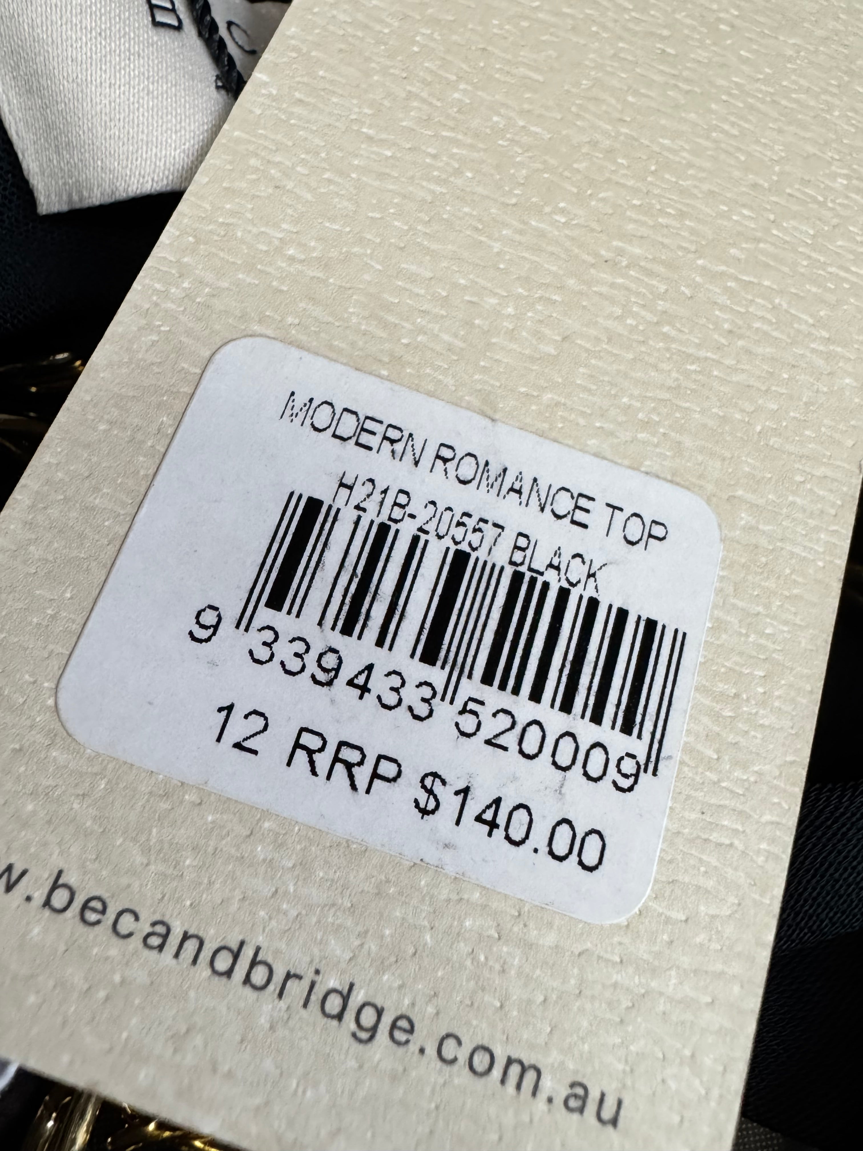 Bec + Bridge Black 'Modern Romance' Top NWT - AU12