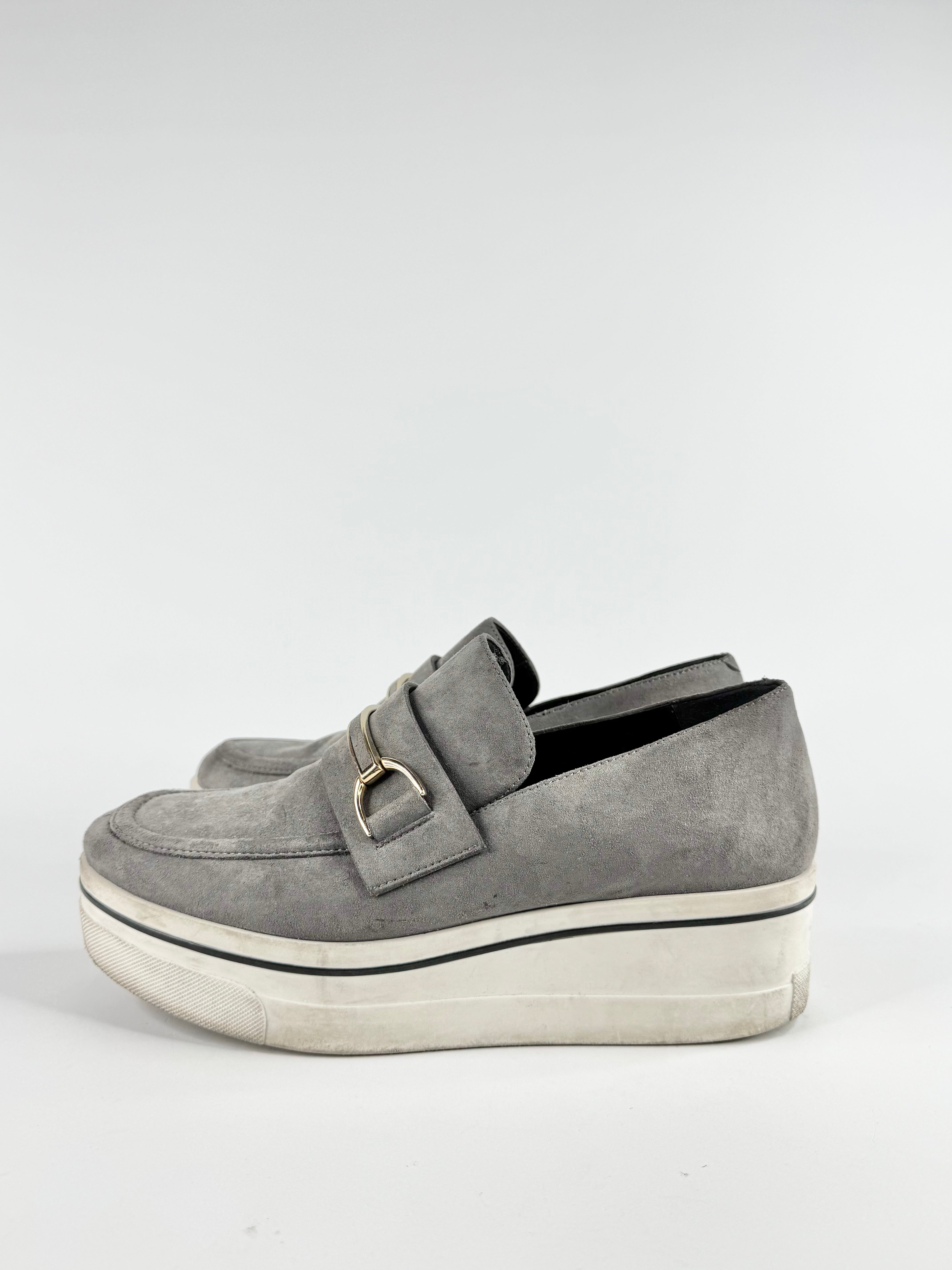 Stella McCartney Grey 'Binx' Horsebit Platform Loafers - EU39