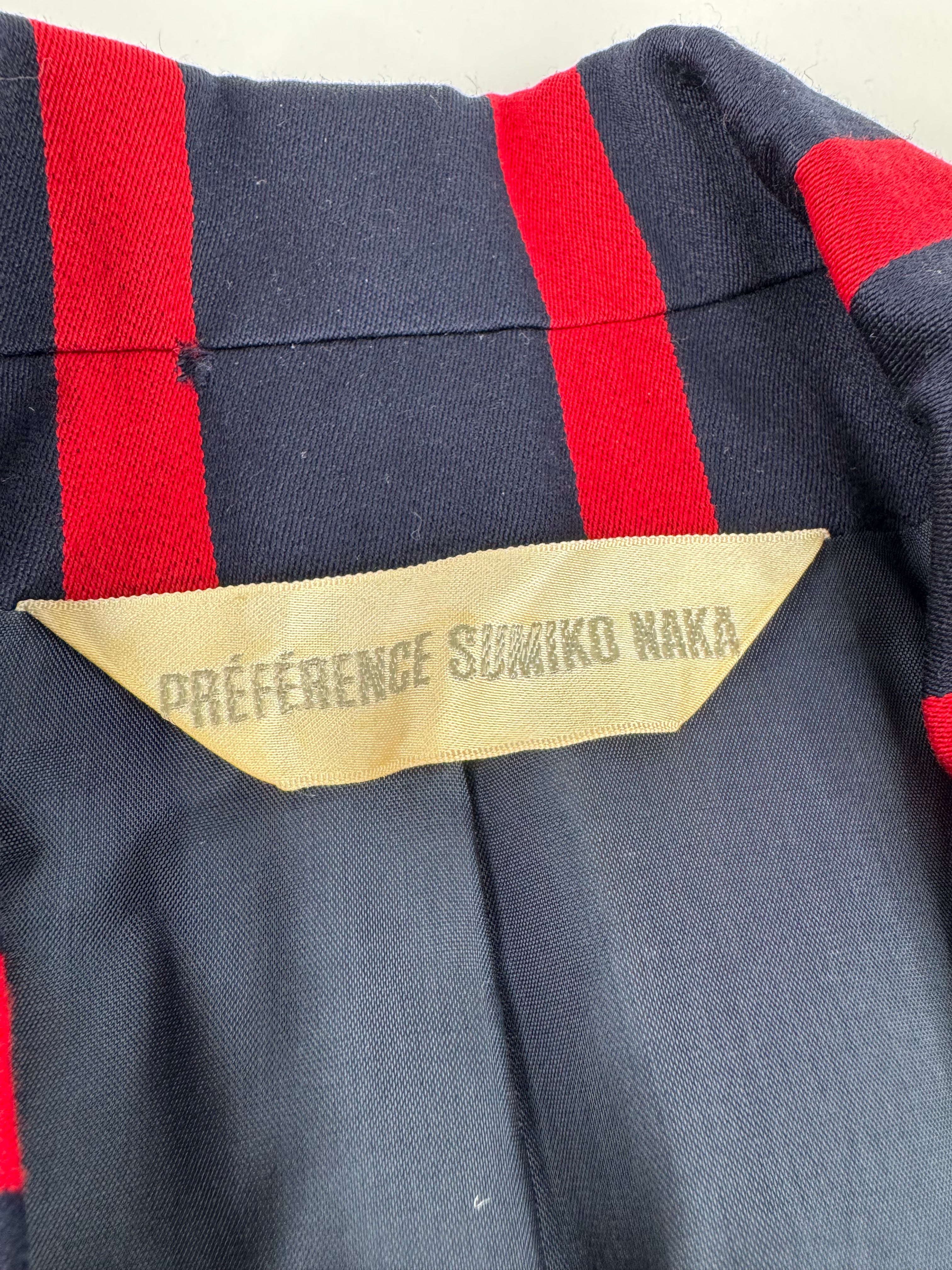 Navy & Crimson Striped Tailored Wool Blazer Dress - AU10/12