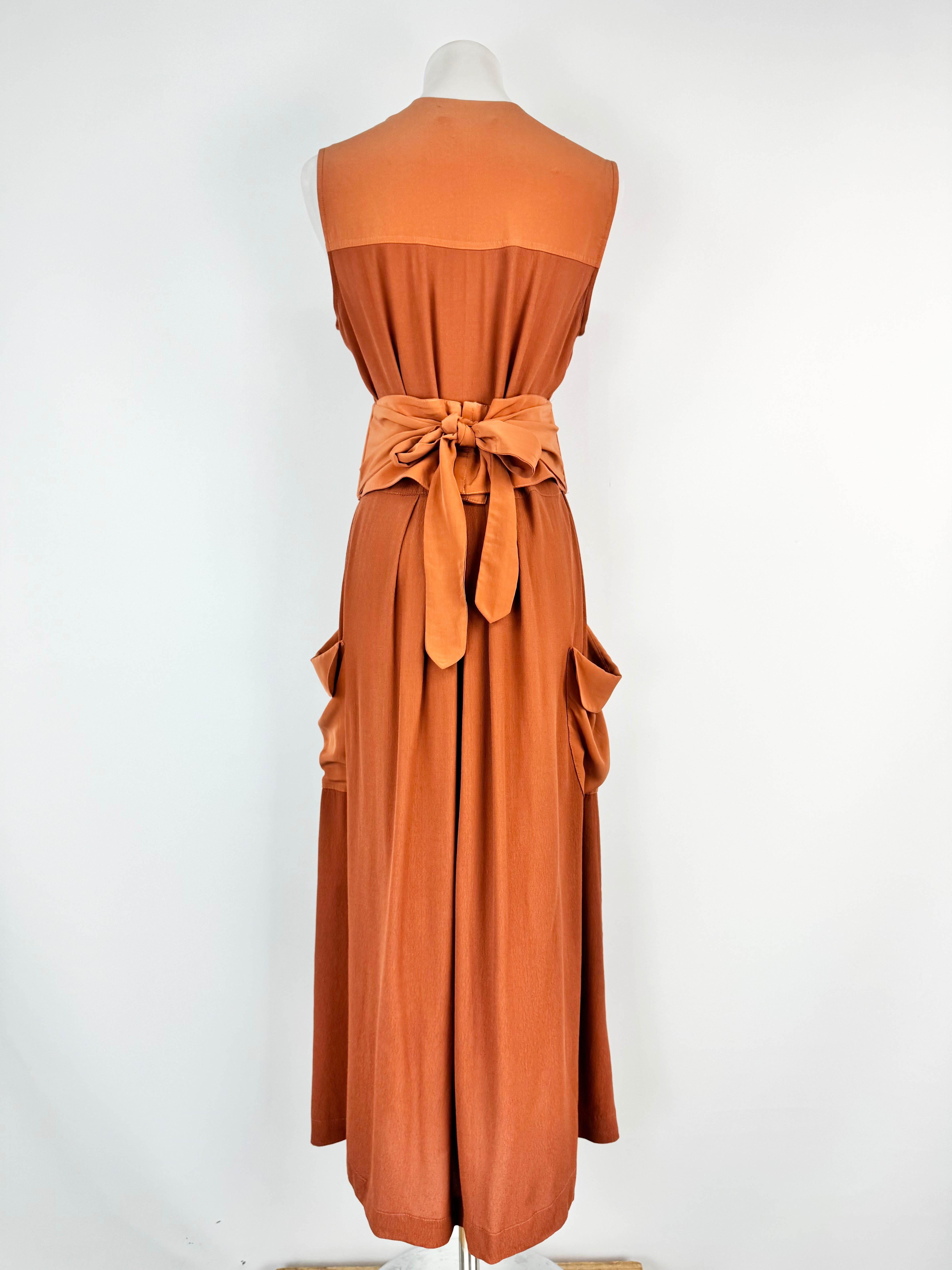 Magali Pascal Rust Sleeveless V-Neck Wrap Dress - AU6