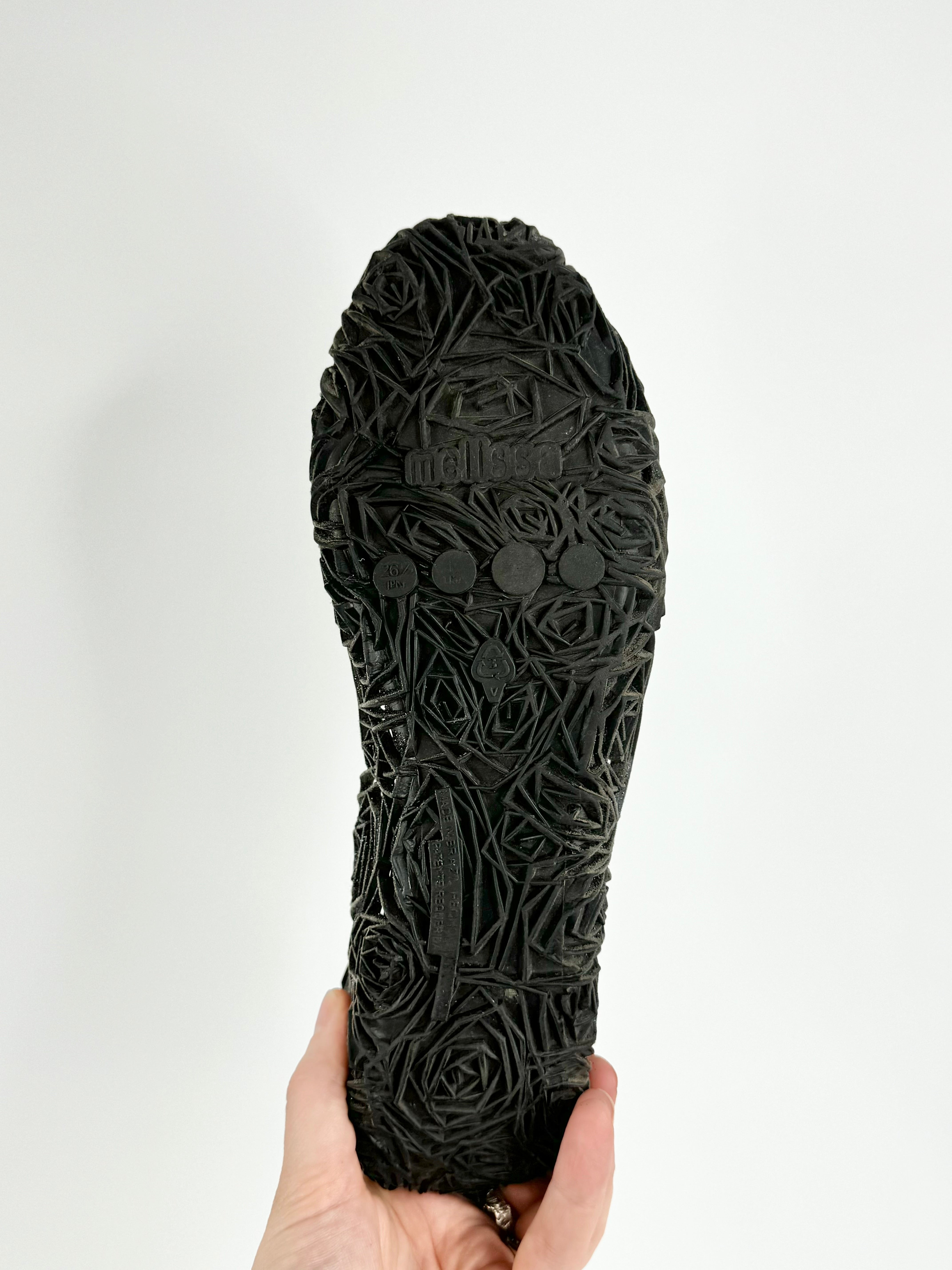 Melissa x Campana Black 3D Rose Ballet Flats - EU40