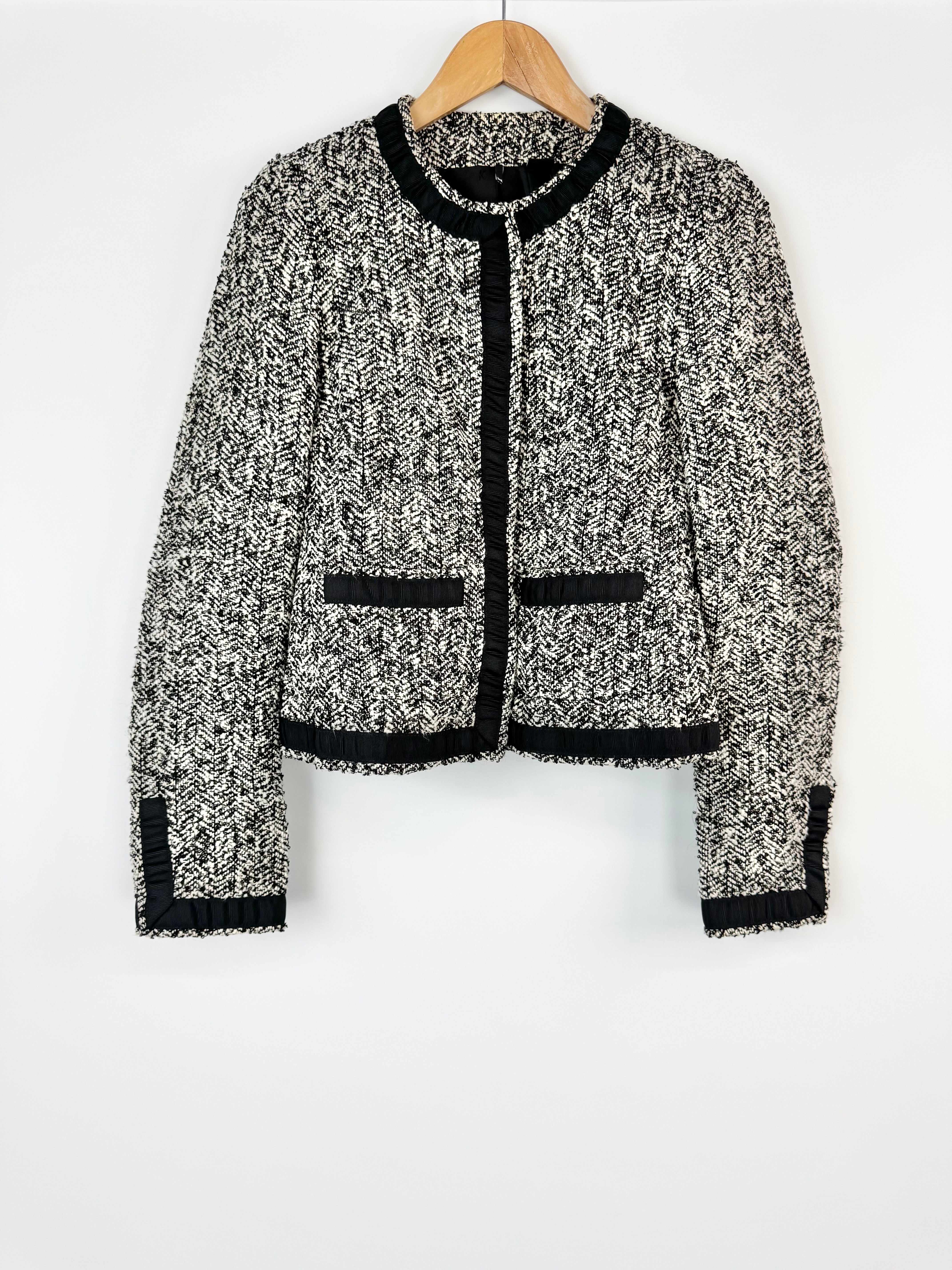 Karl Lagerfeld Black & White Chevron Jacket - AU10