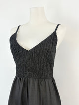 We Are The Others Black Shirred Linen Maxi Dress - AU6/8