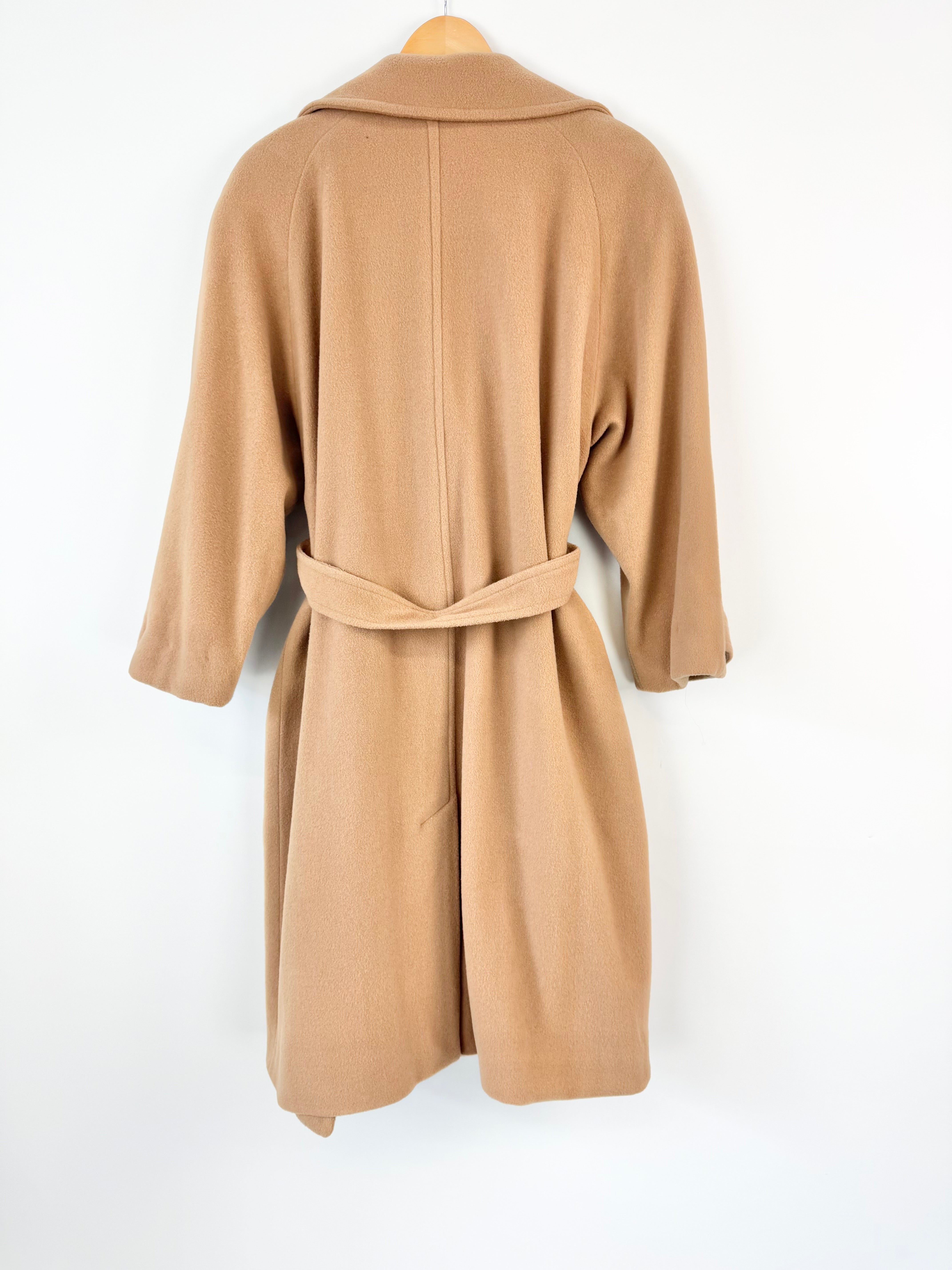 MFW Adam Bennett Fawn Wool & Cashmere Blend Double Breasted Trench Coat - AU10