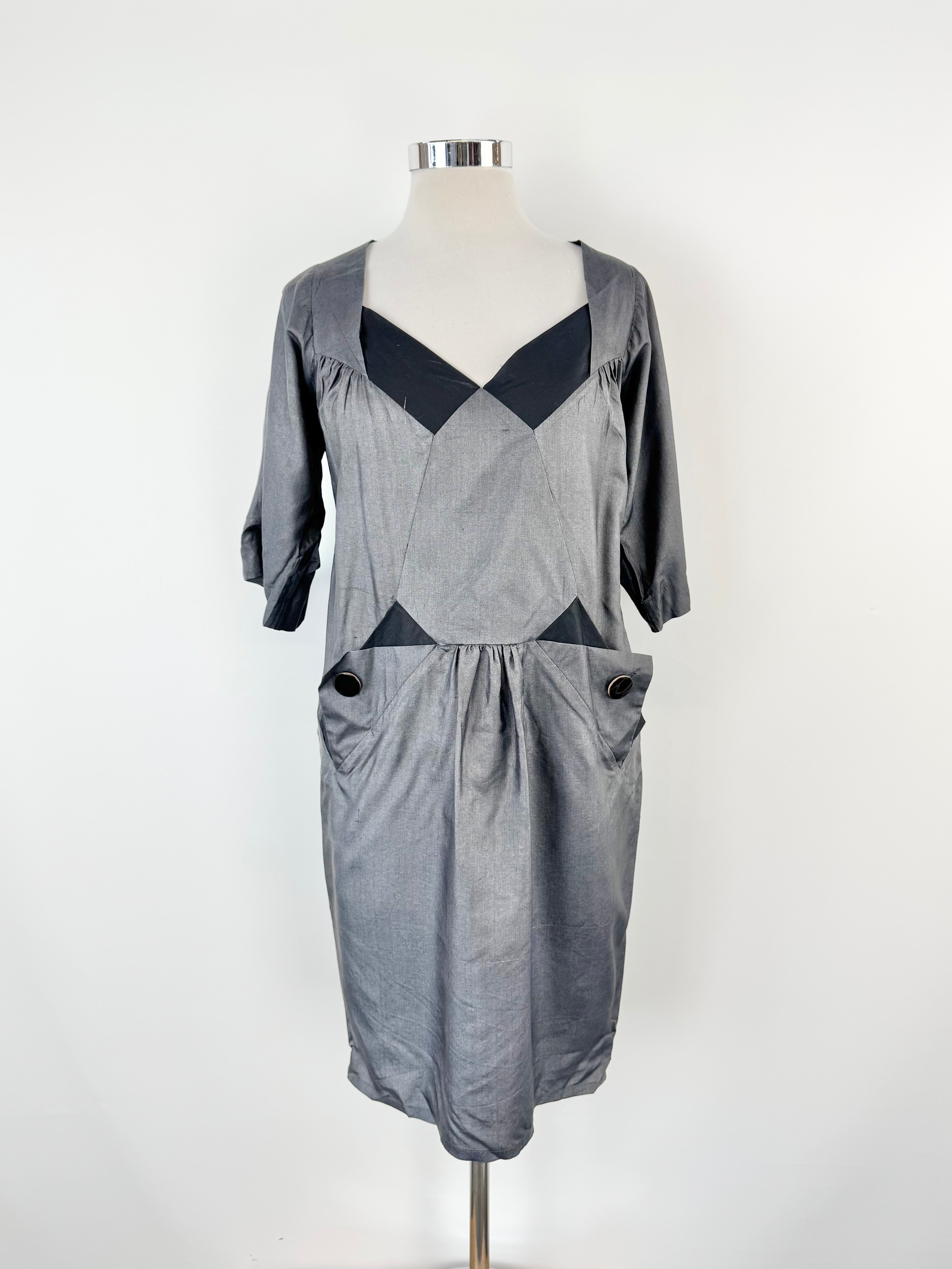 Spijkers En Spijkers Grey Silk Dress - AU12