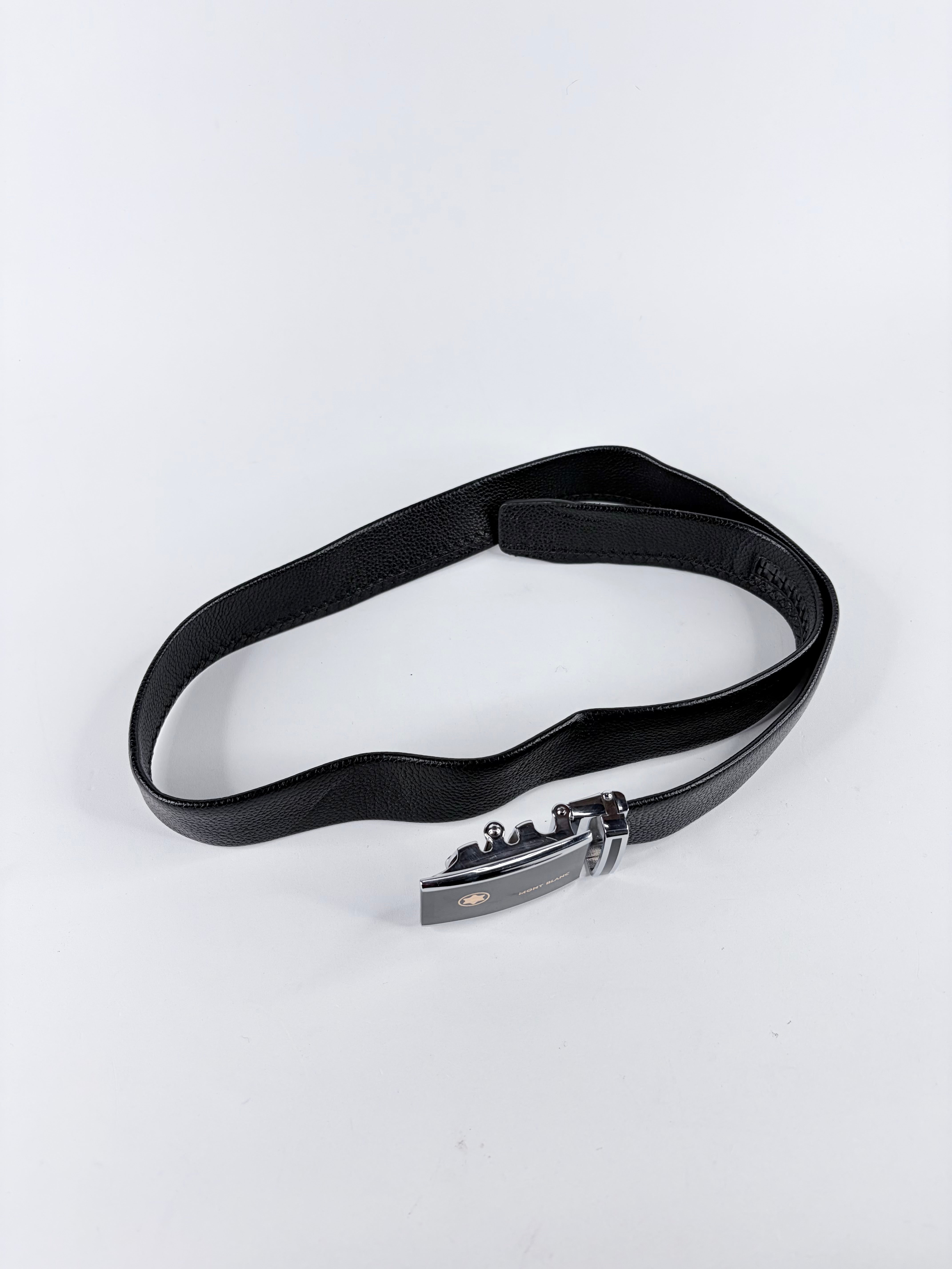 Montblanc Black Grained Black Leather Belt