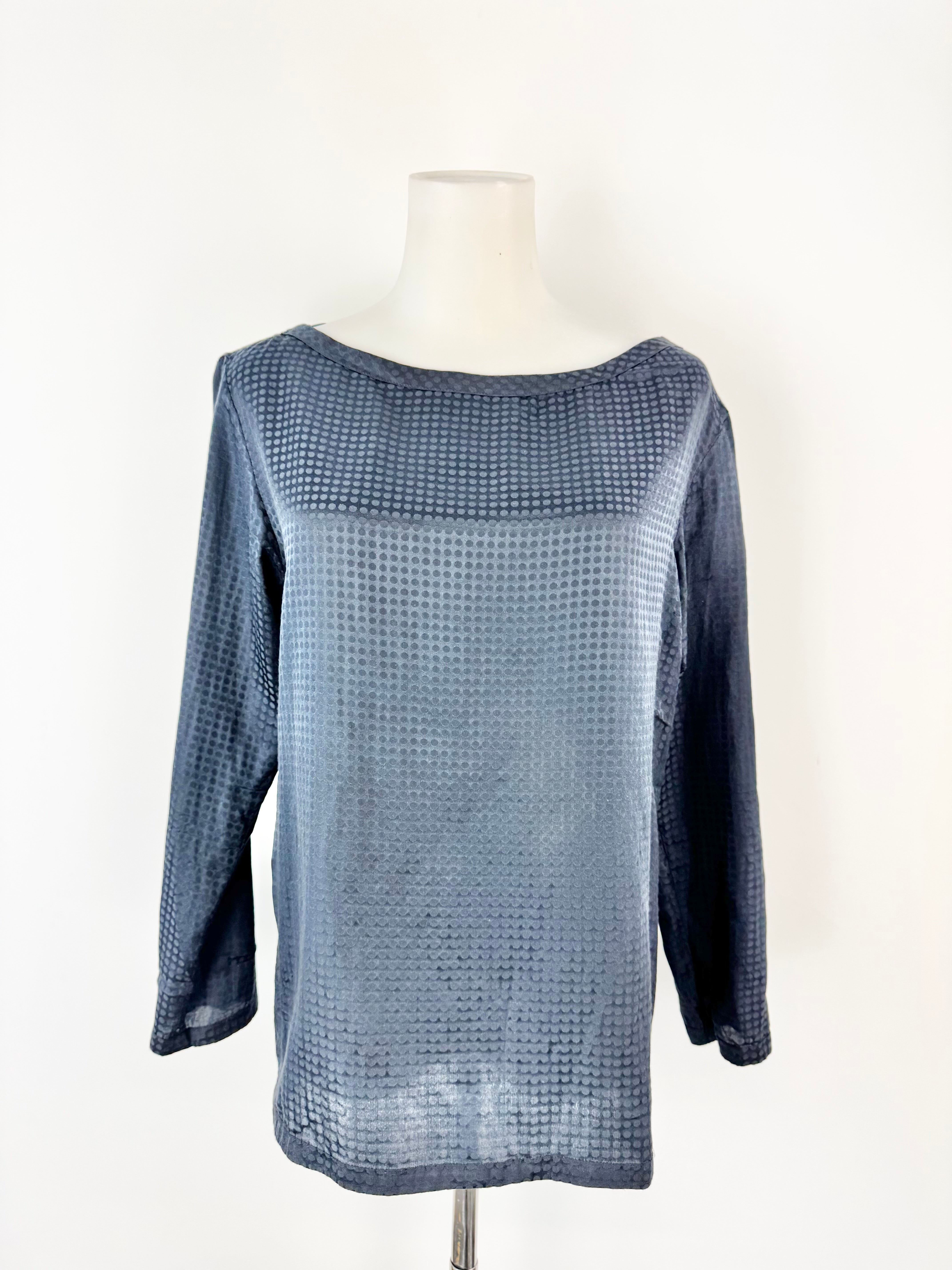 A.P.C Rue Madam Paris Blue Dot Silk & Cotton Blouse - AU8