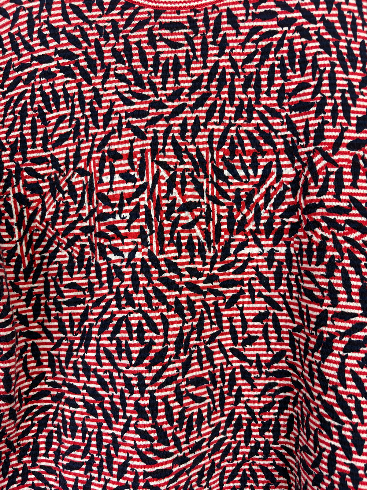 Kenzo Spring Summer 2014 Red & White Fish Patterned Striped Jumper - AU10
