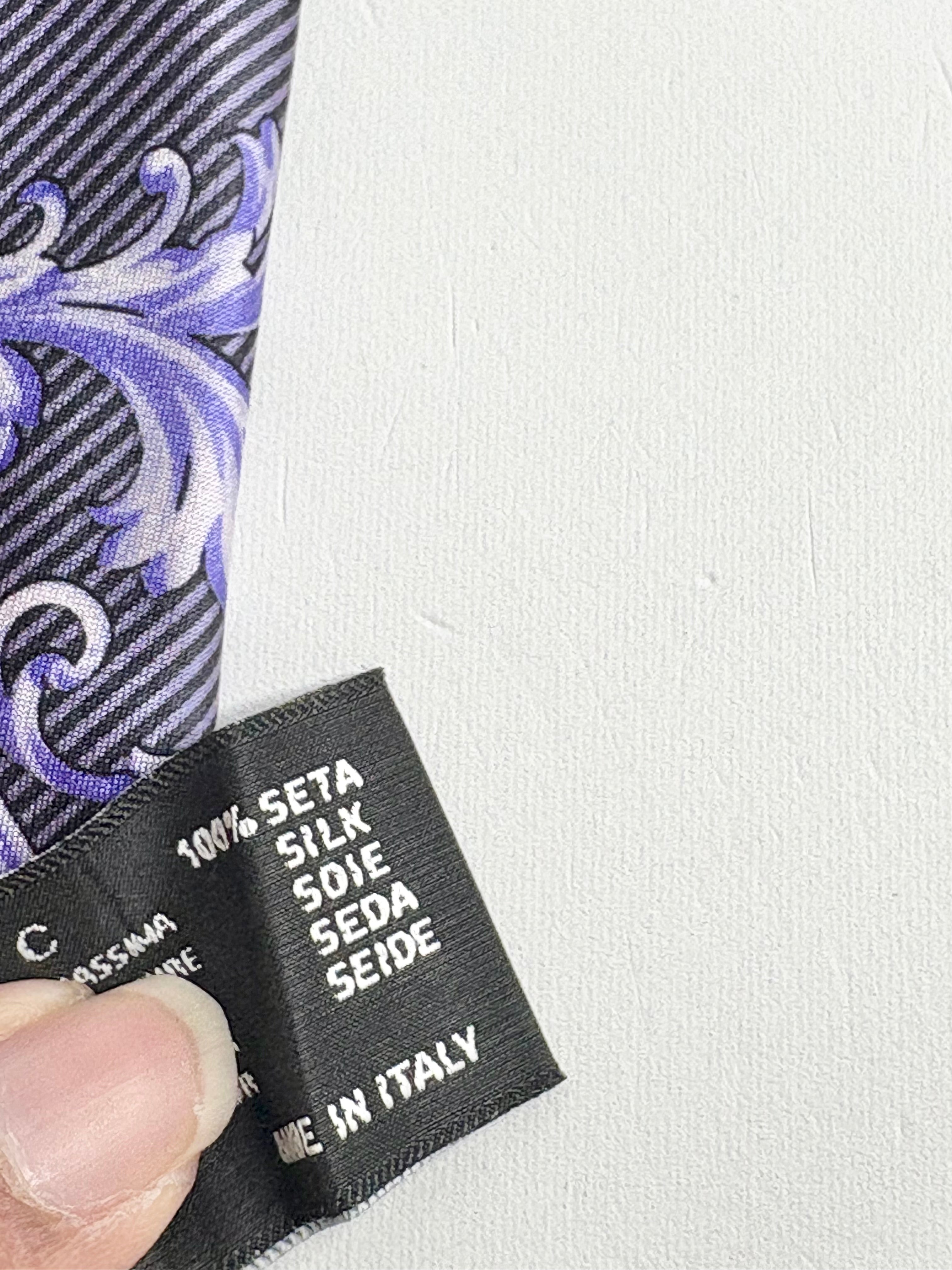 Versace Purple Striped Baroque Silk Tie