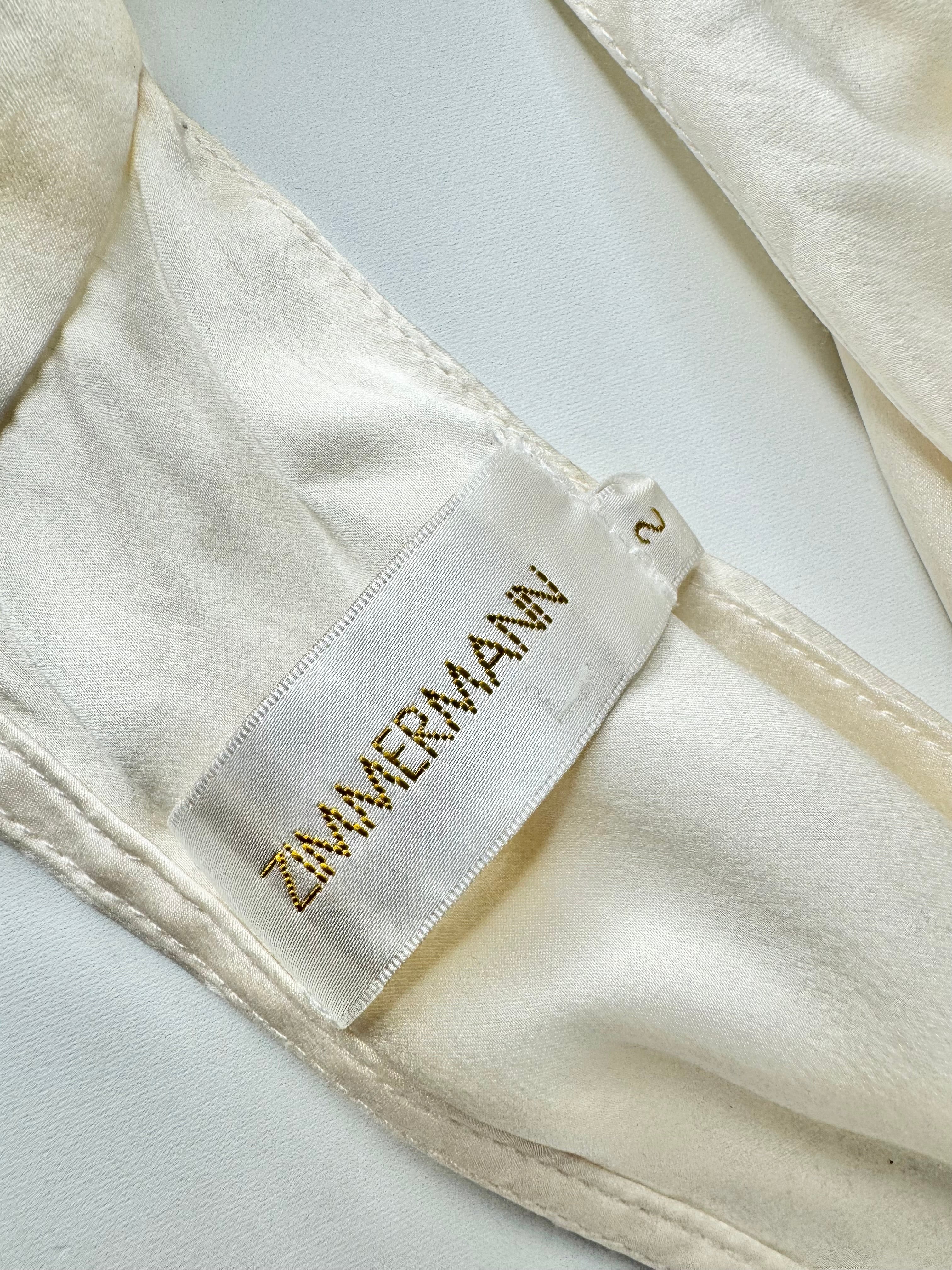Zimmermann Pale Cream Silk Halter Neck Maxi Dress - AU10