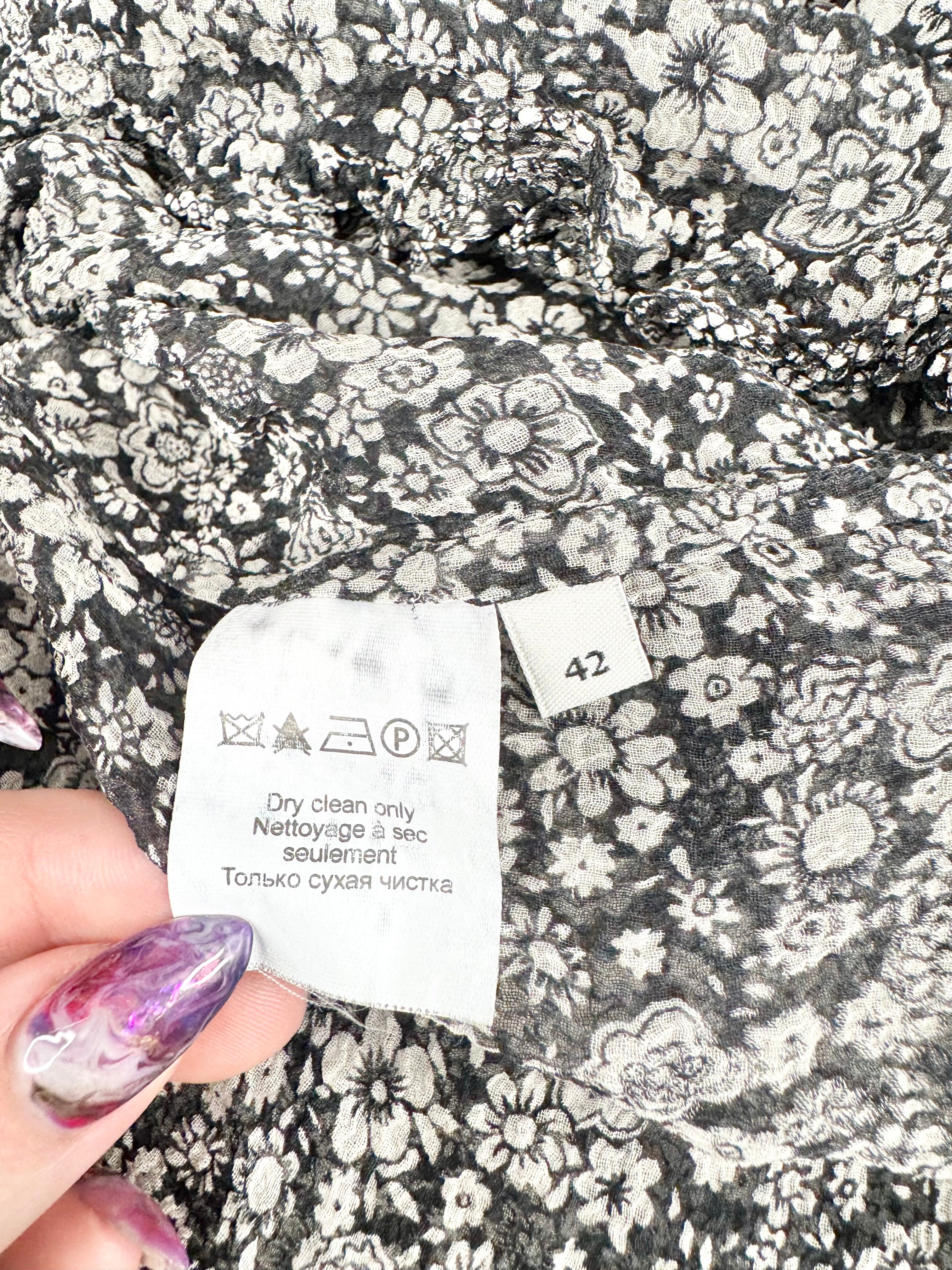 By Malene Birger Black & White Microfloral Dress - AU8