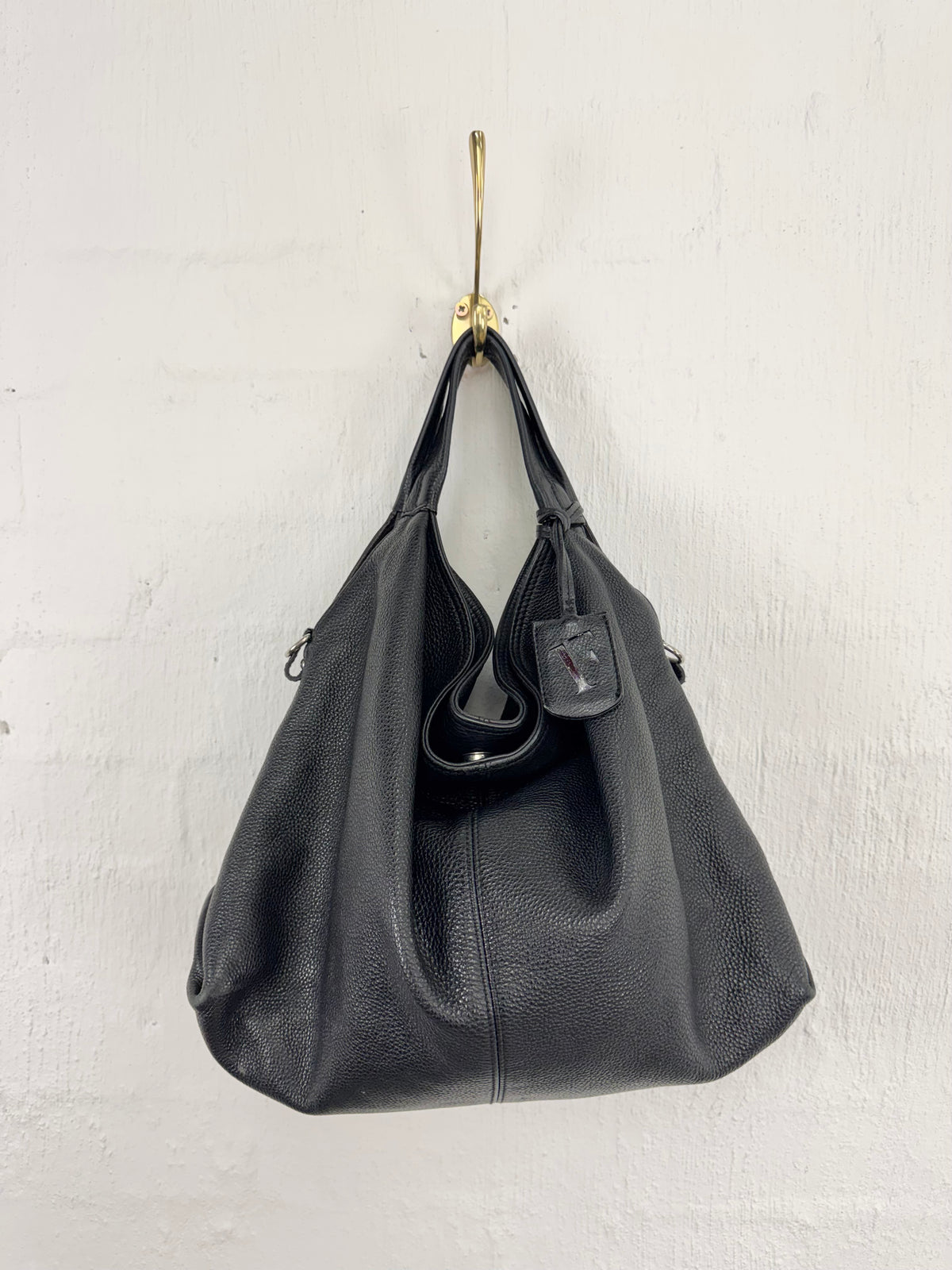 Furla Black Grained Hobo Bag