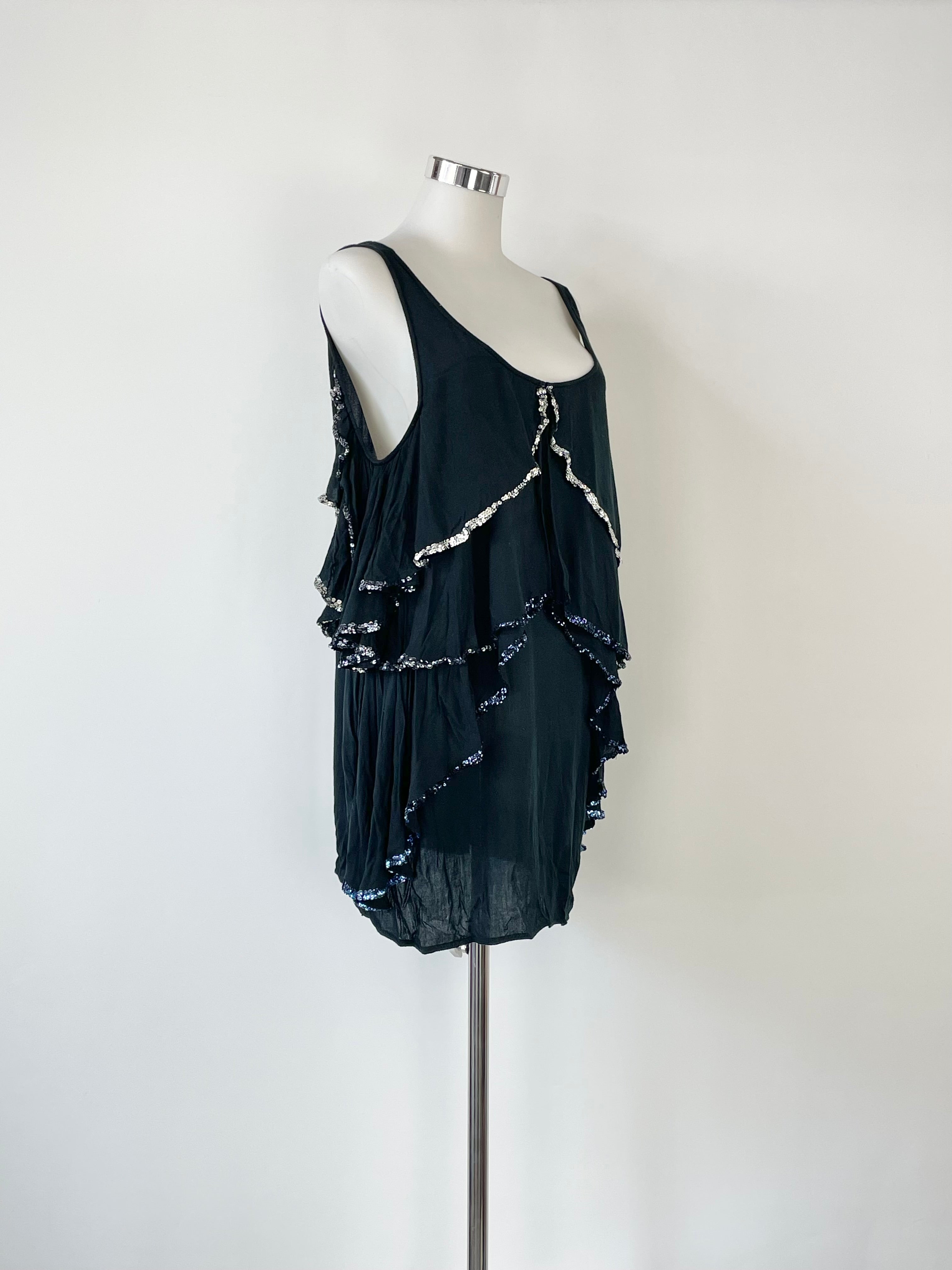 Sass & Bide Black 'Midnight Sequins' Tiered Dress - AU8