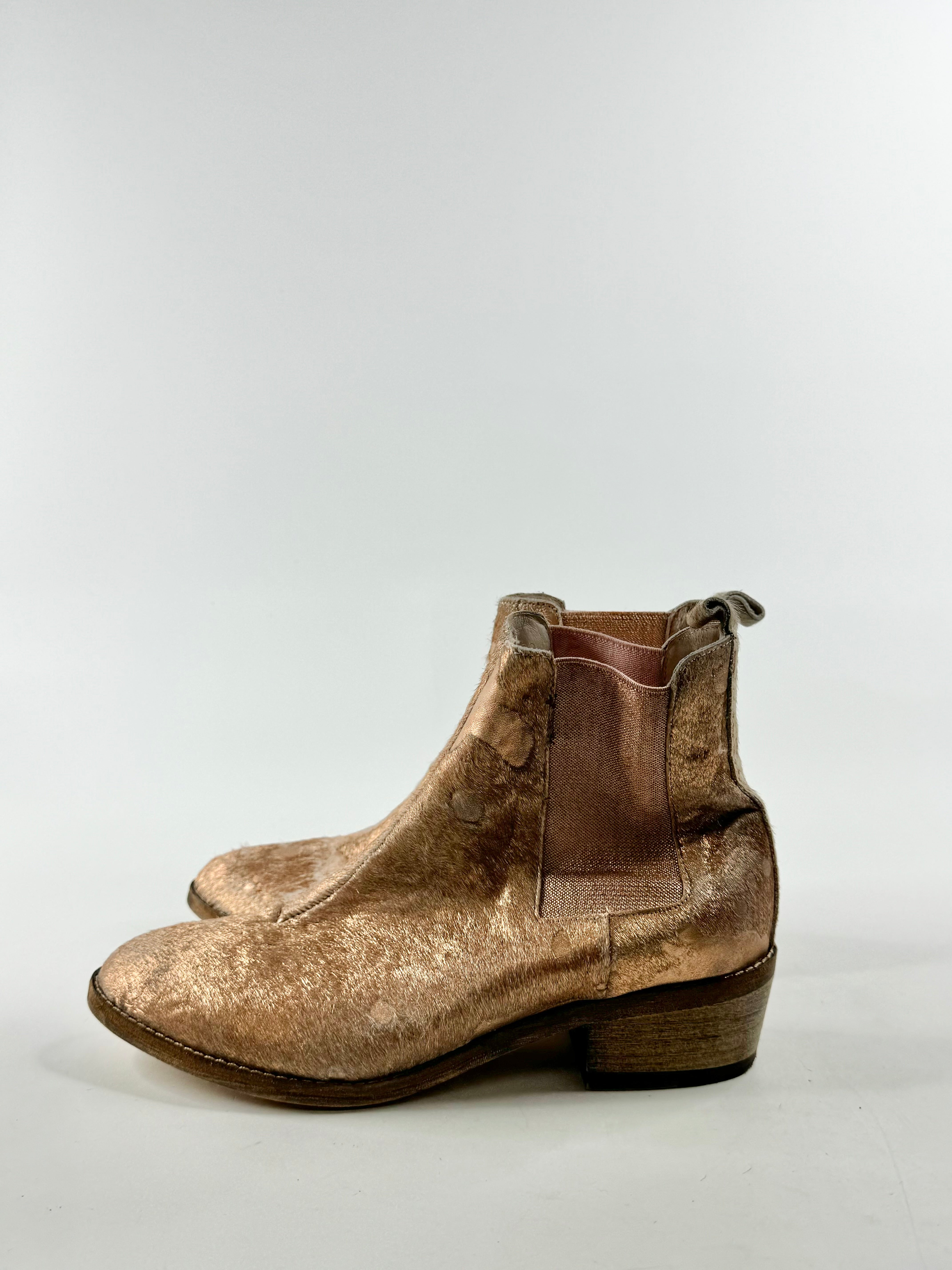 Mollini Rose Gold 'Zallas' Fur Ankle Boots - EU39