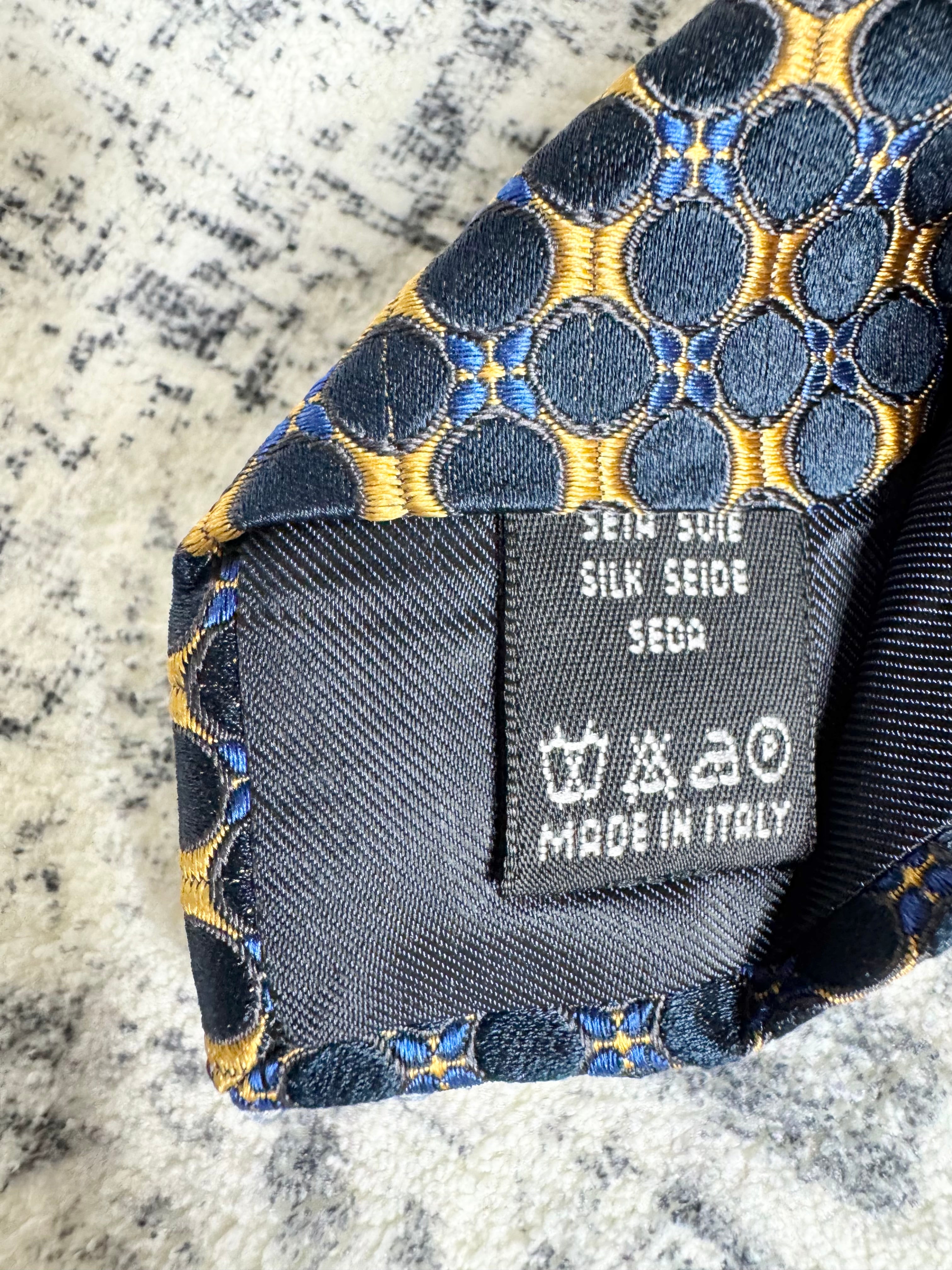 Valentino Blue, Navy & Gold Silk Tie