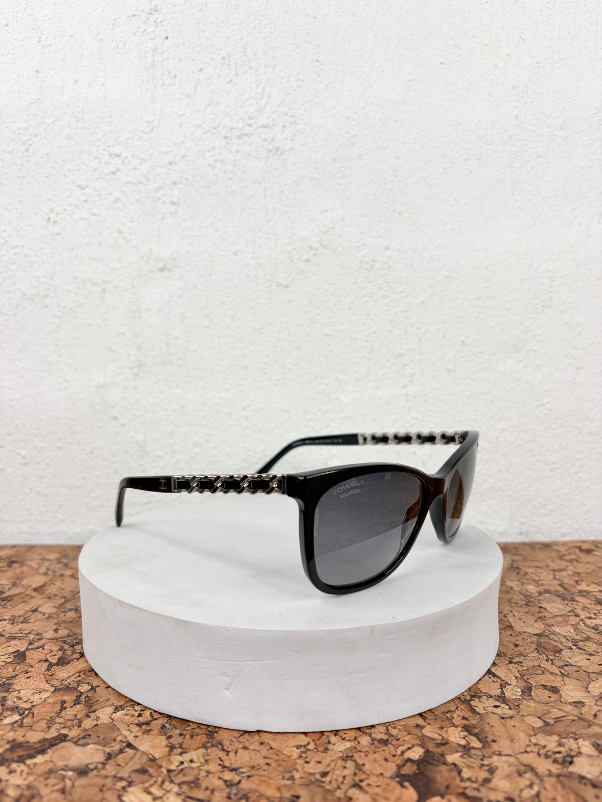 Chanel Black 5280-Polarised Chain Temple Squared Sunglasses