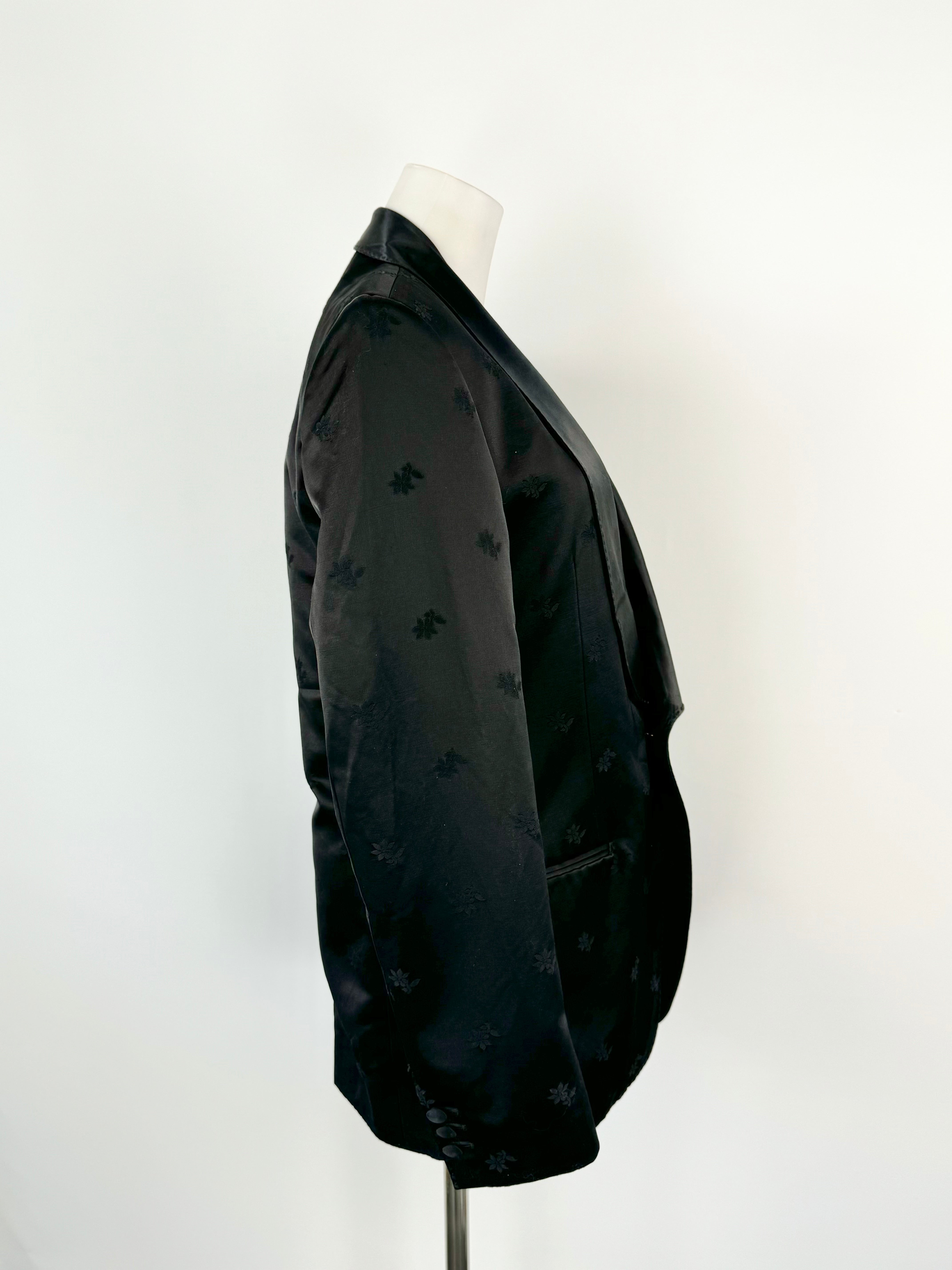 Marni Black Satin Floral 2020 Blazer - 48