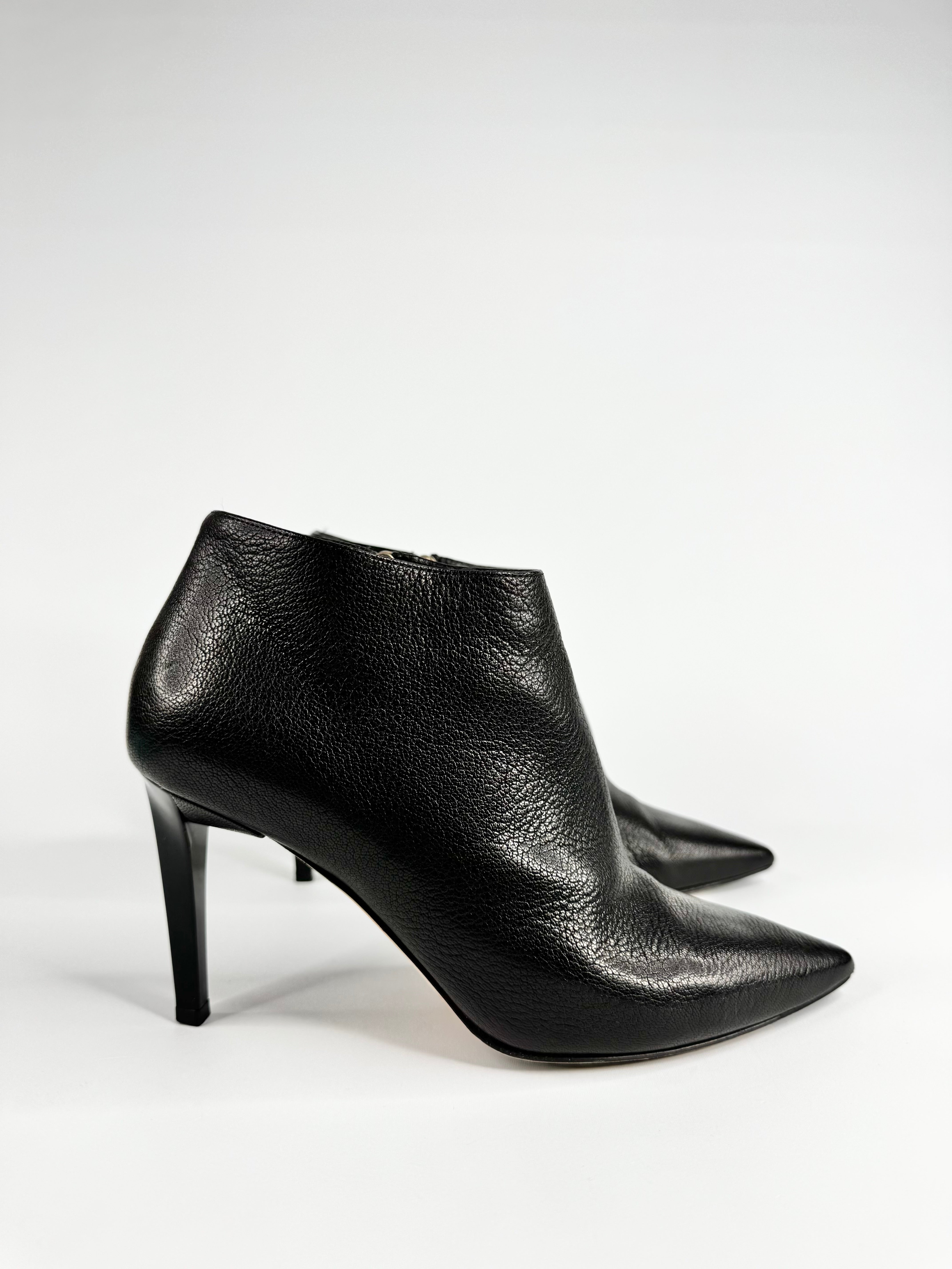 Jimmy Choo Black Grained Leather 'Liesel' Ankle Boots - EU36