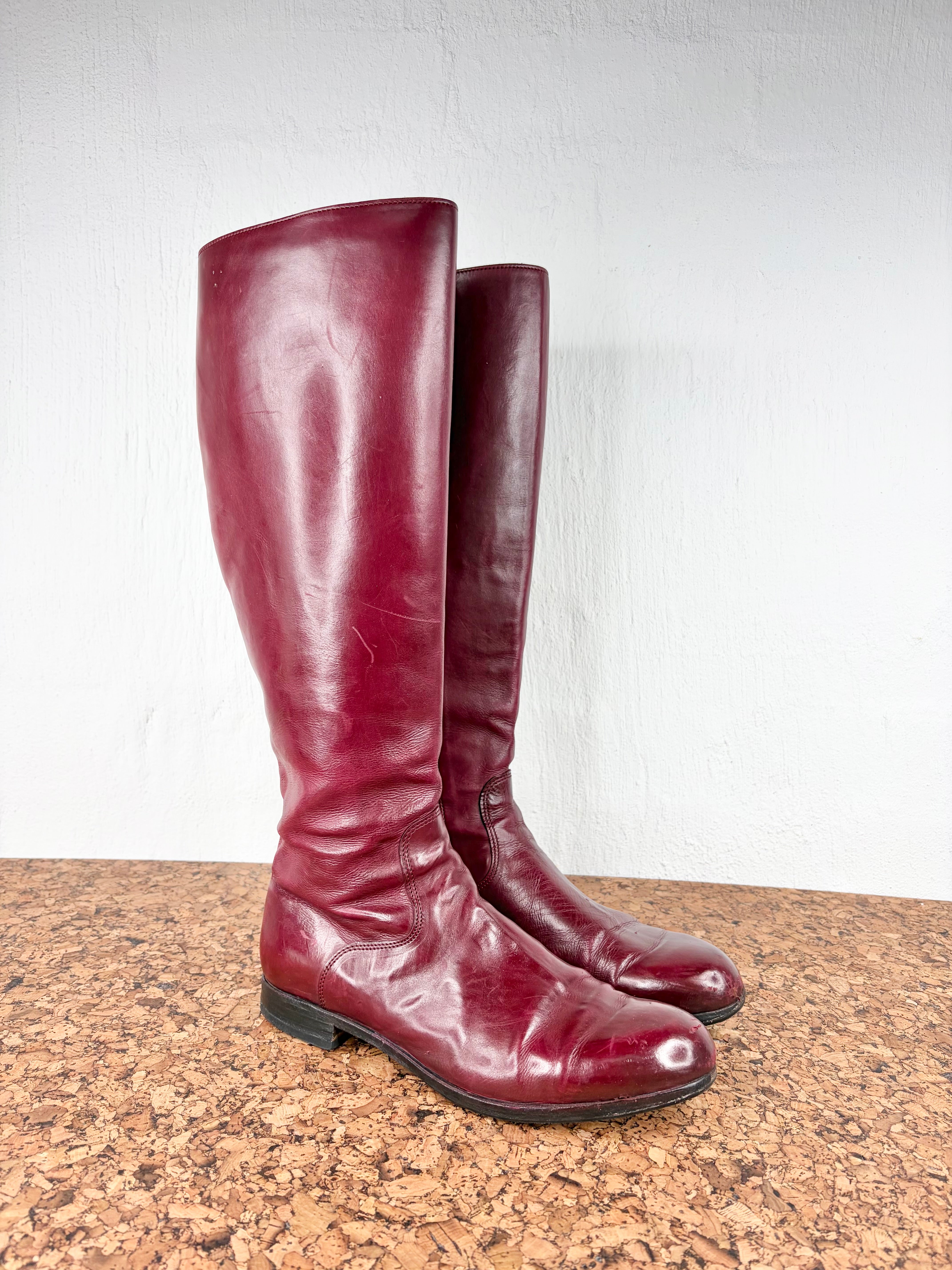Wootten Burgundy Handcrafted Leather Boots - EU39