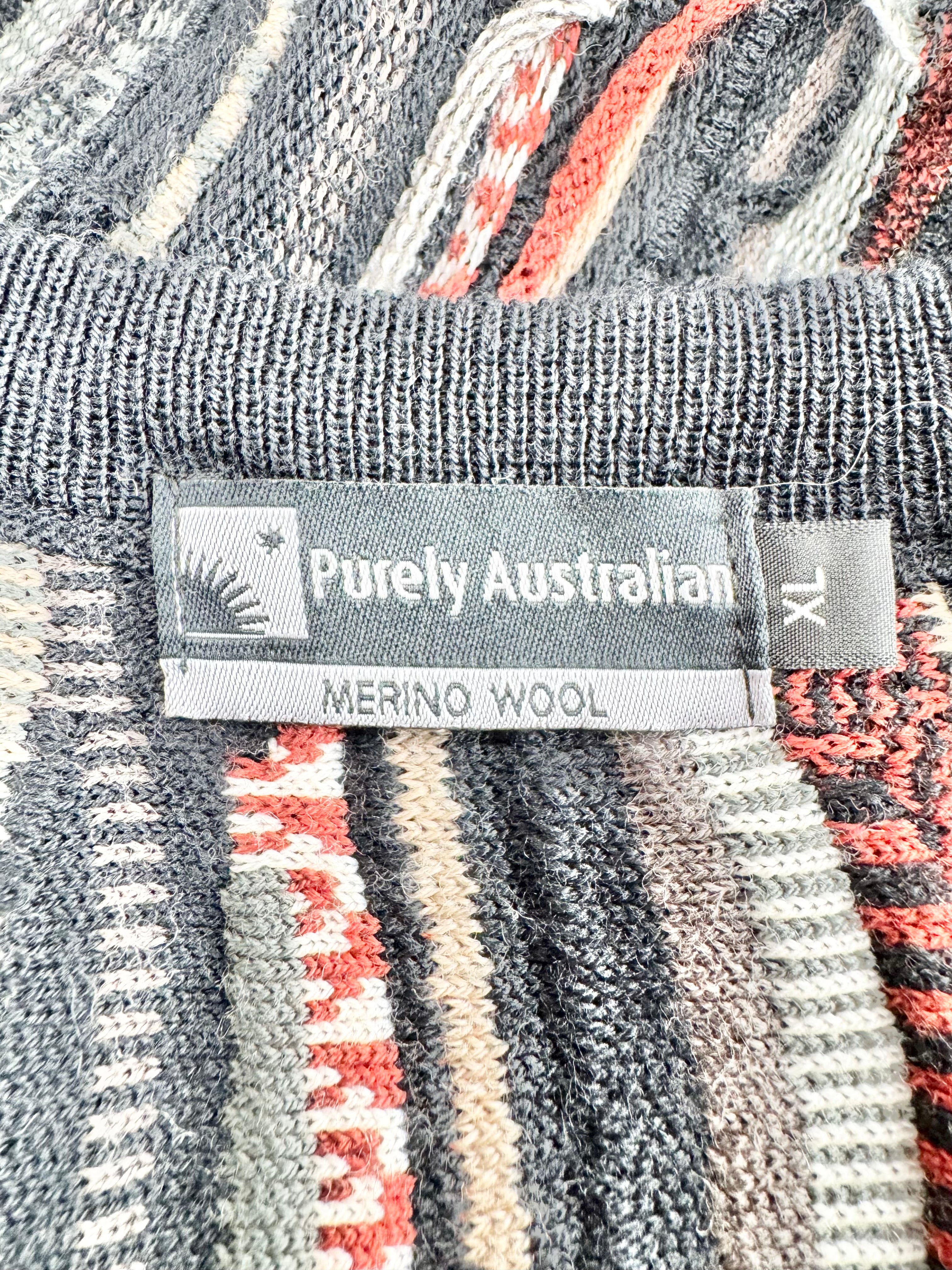 Purely Australian Earthen Tone Merino Wool 3D Texture Sweater - XL