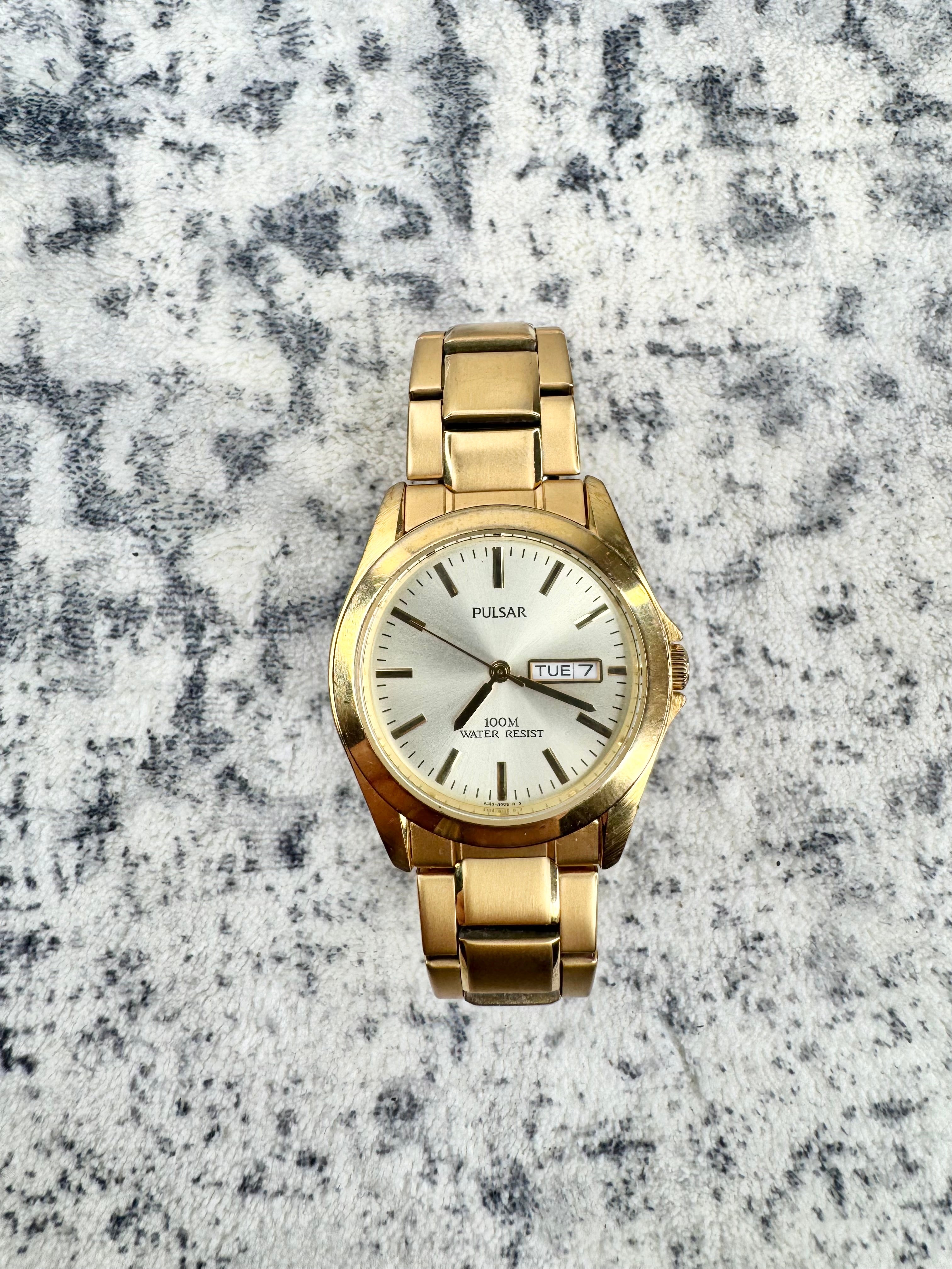 Pulsar Gold Toned Watch Vj33-X004 Watch