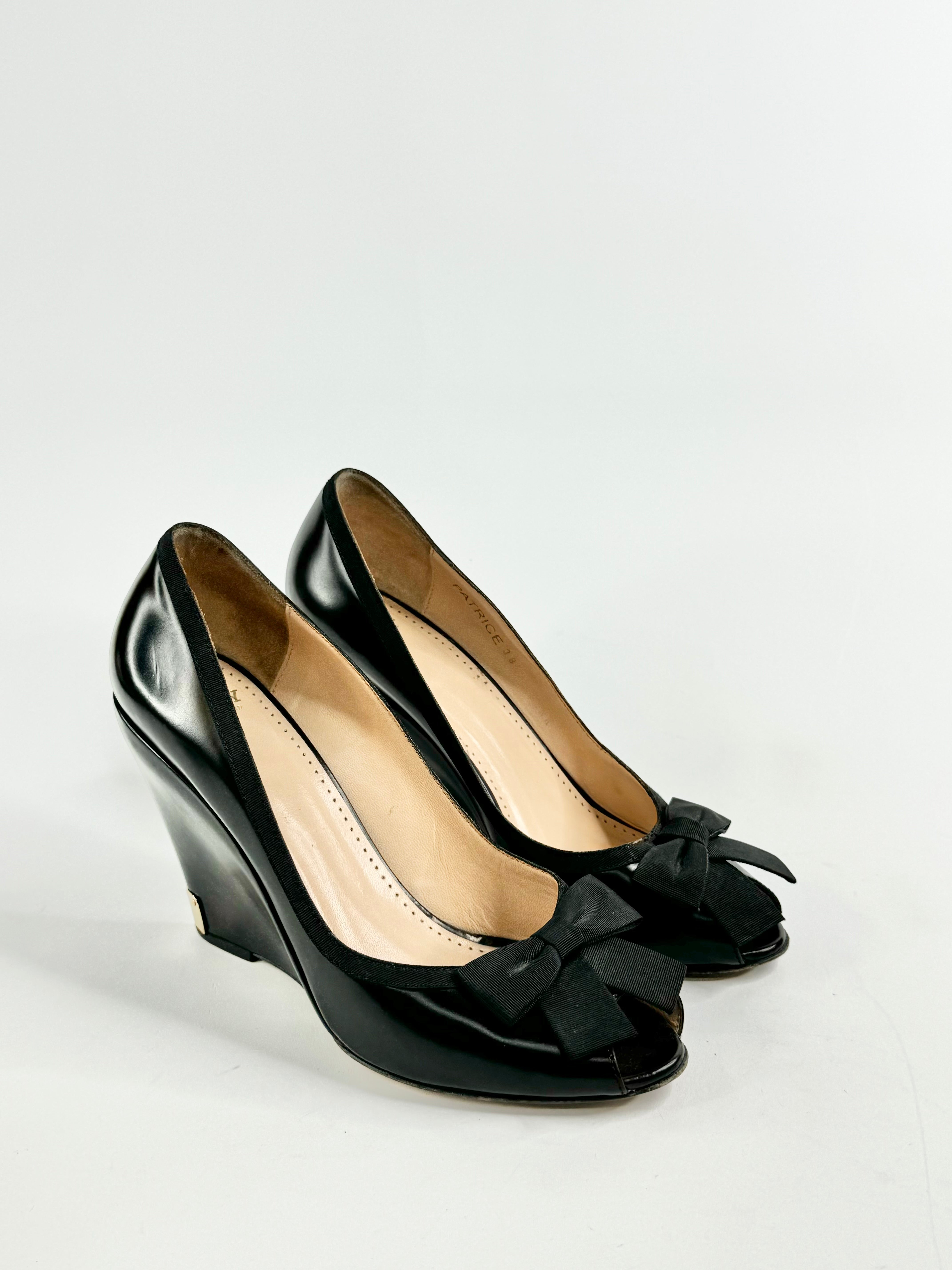 Bally Black 'Patrice' Peep Toe Wedges - EU38.5