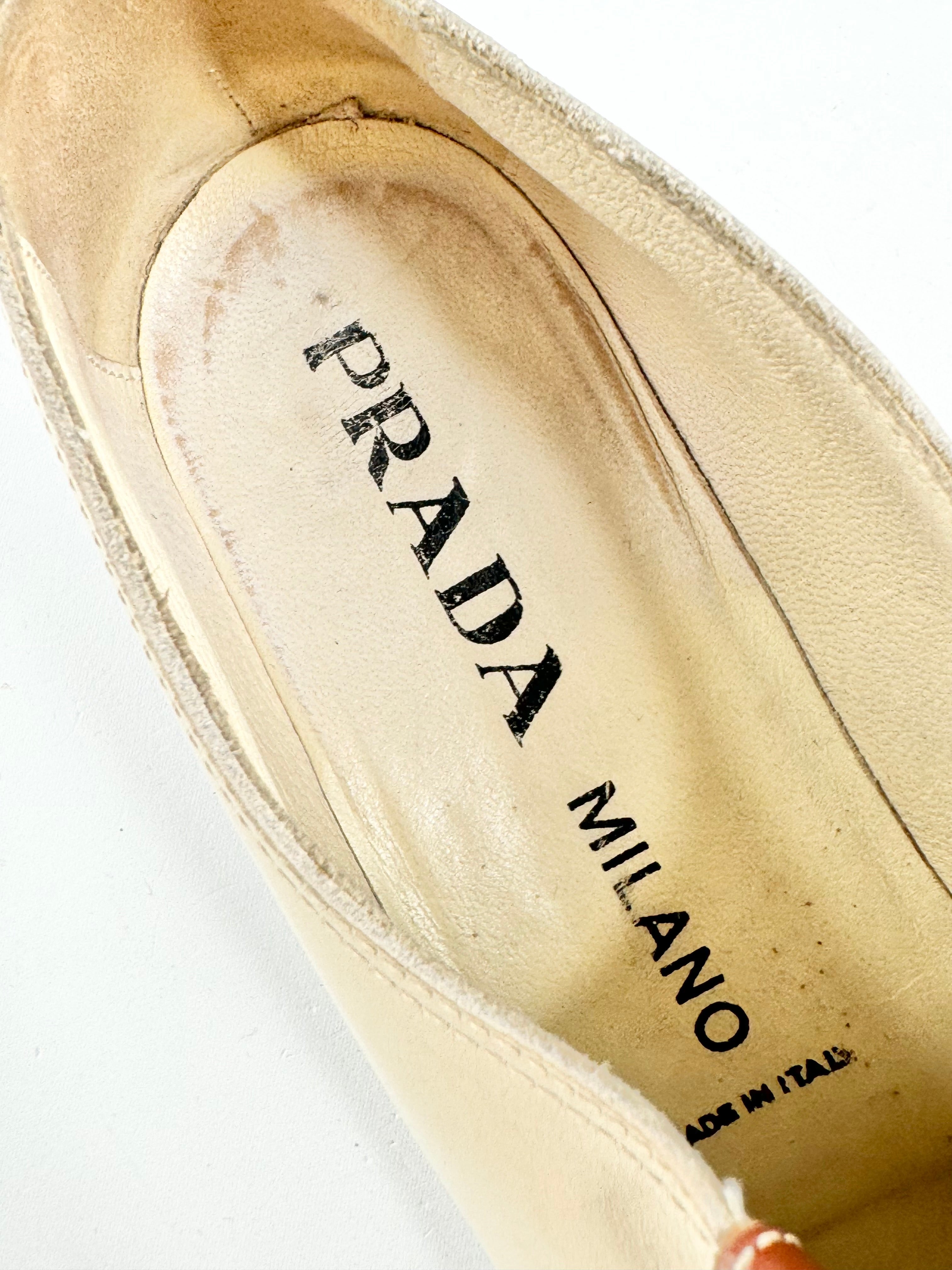 Vintage Prada Cream & Tan Loafers - EU38.5