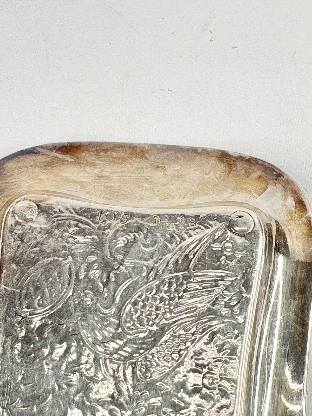 Vintage Bird Engraved Silver Tray