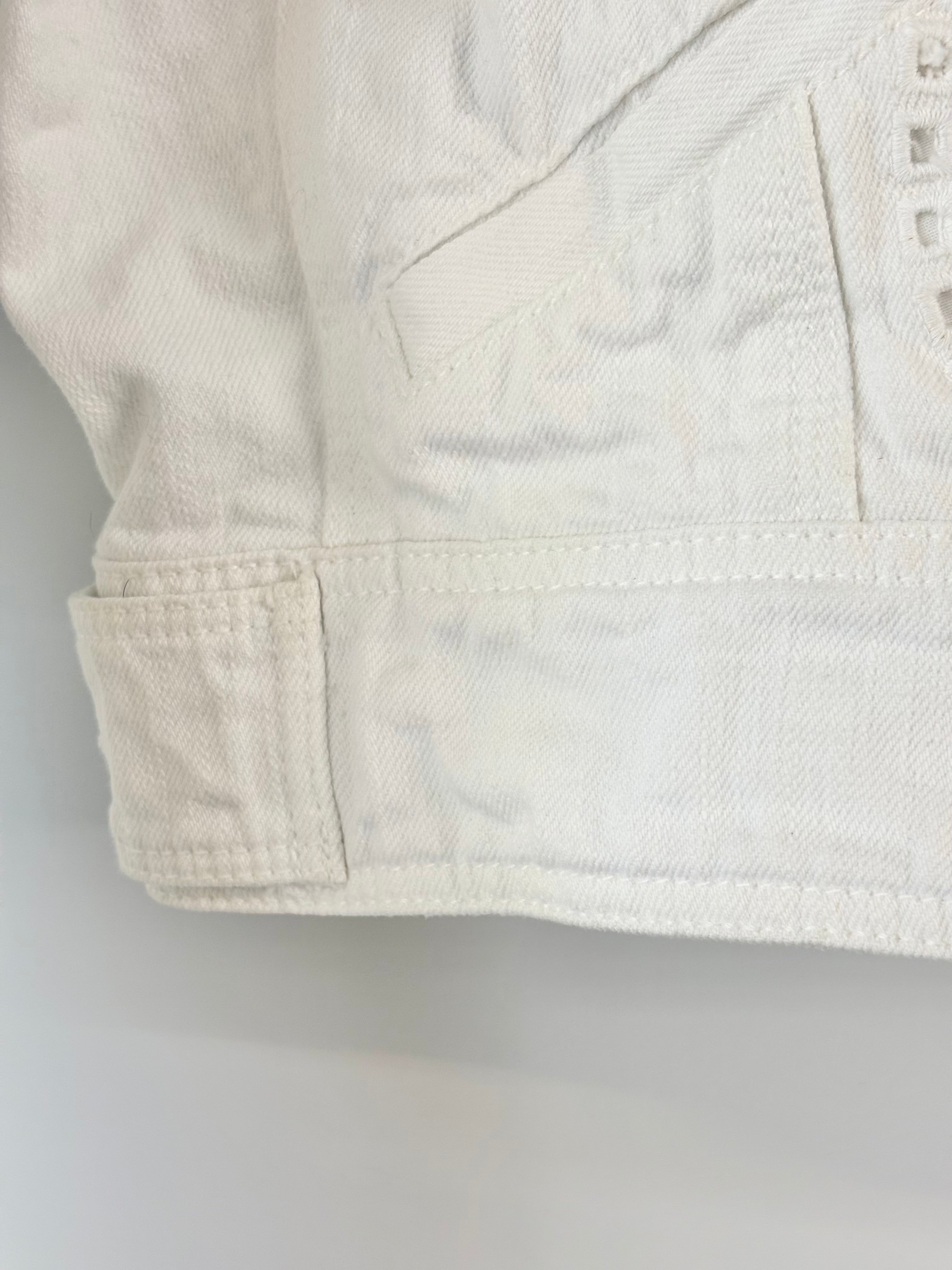 Isabel Marant White 'Rena' Broderie Denim Jacket - AU12