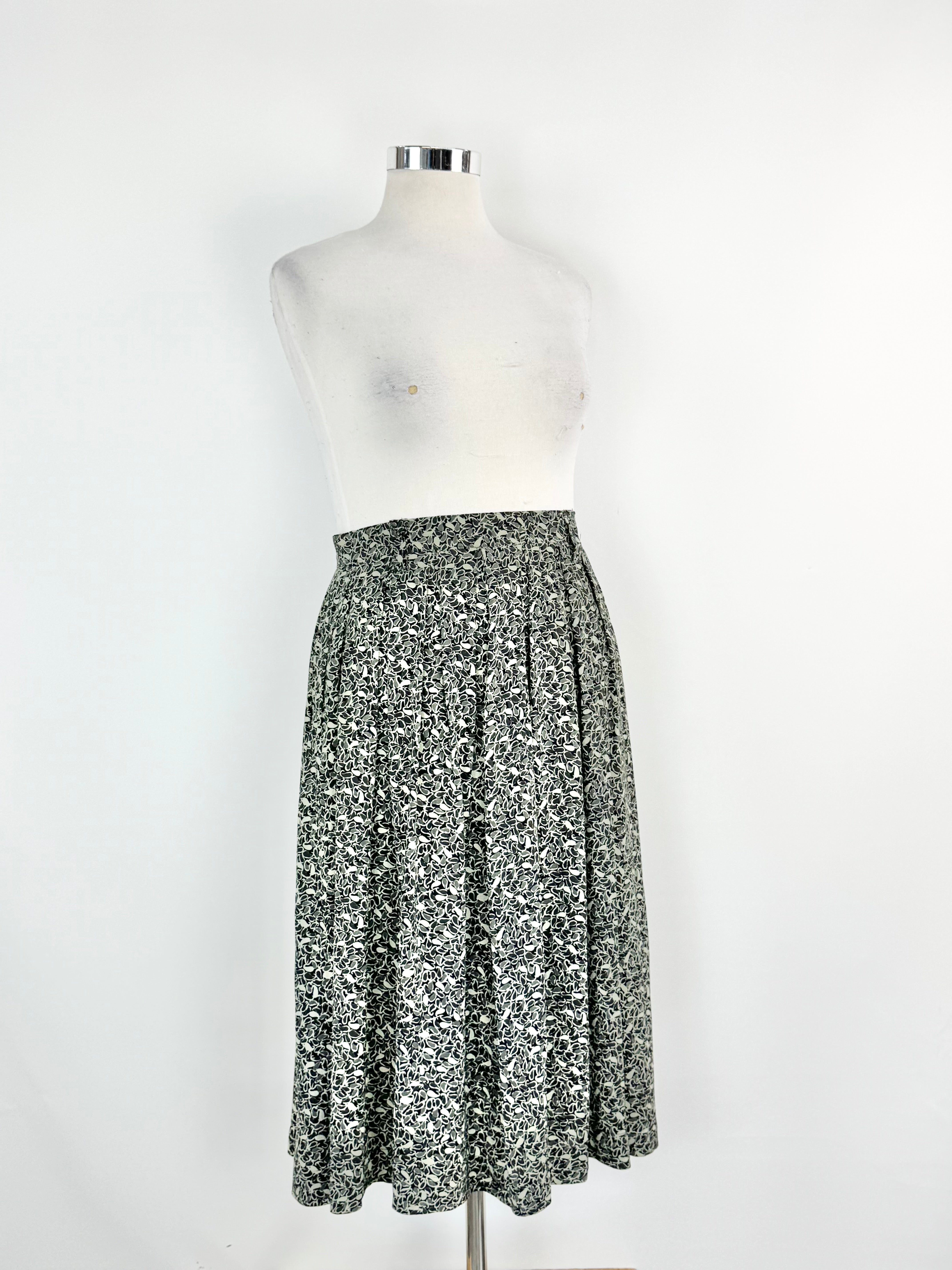Vintage Karl Lagerfeld Floral Polyester Pleated Skirt - AU10