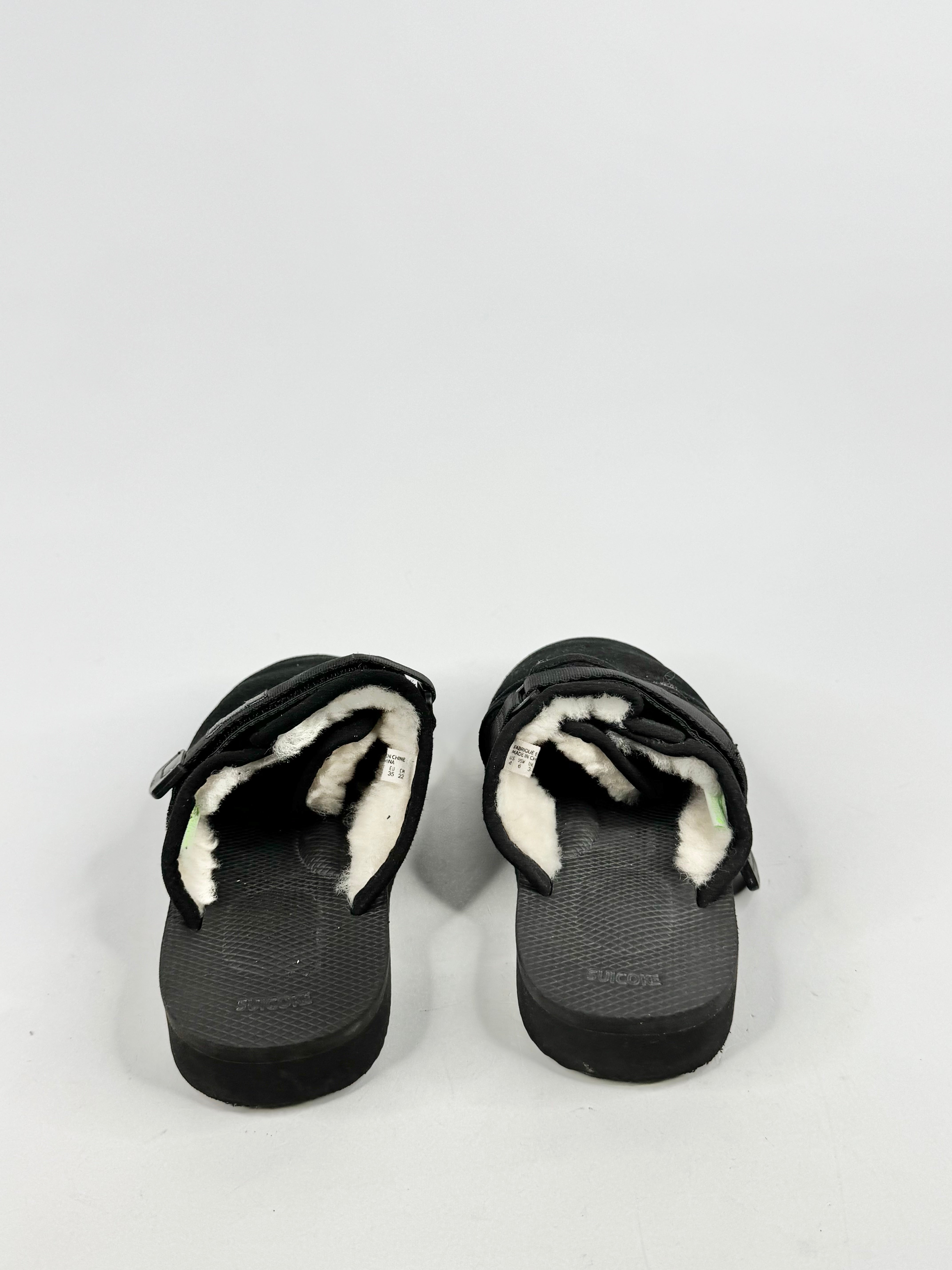 Suicoke Black Shearling Lined Slip Ons - EU35