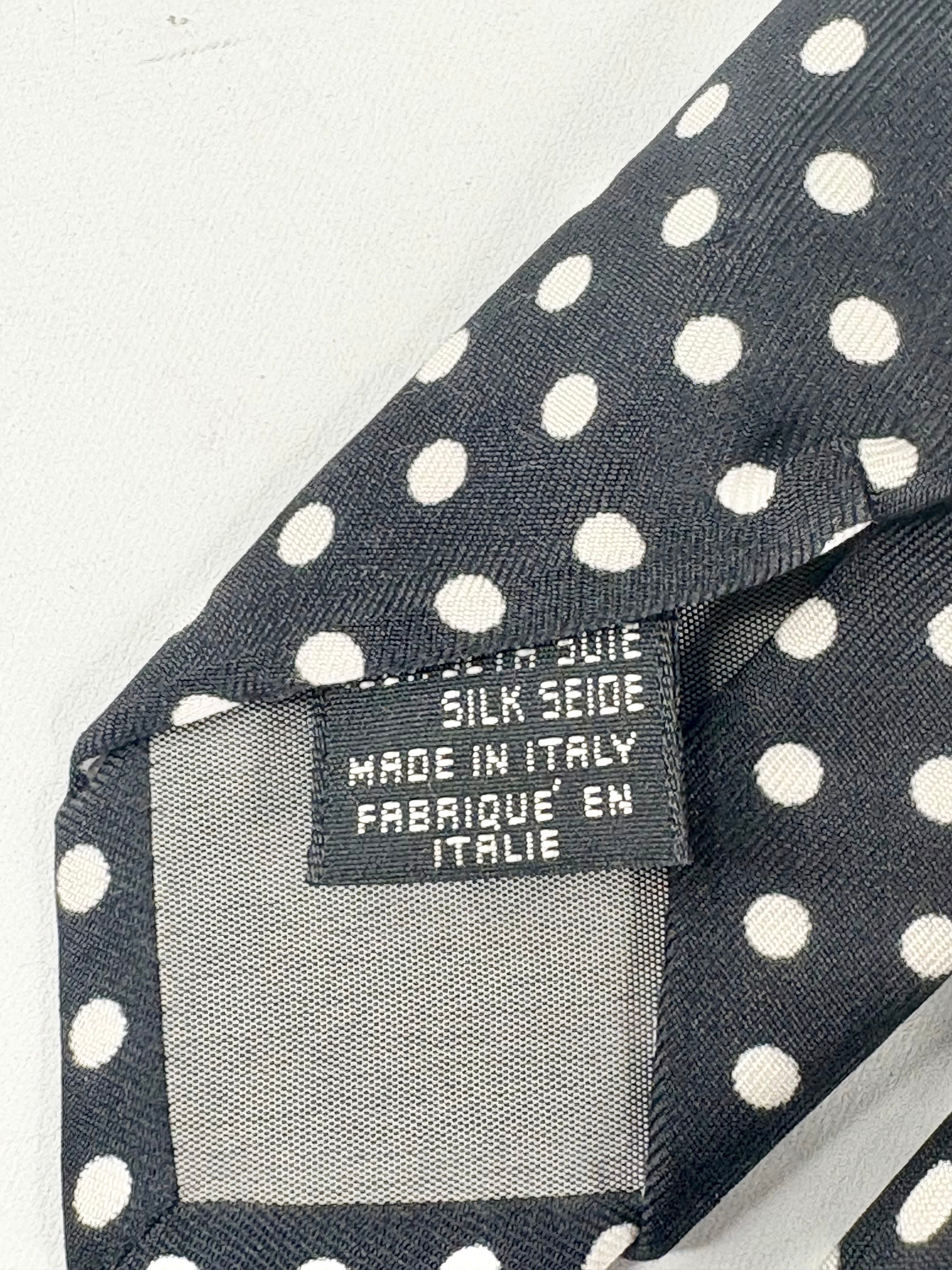 Kenzo Paris Black & White Dotted Floral Silk Tie