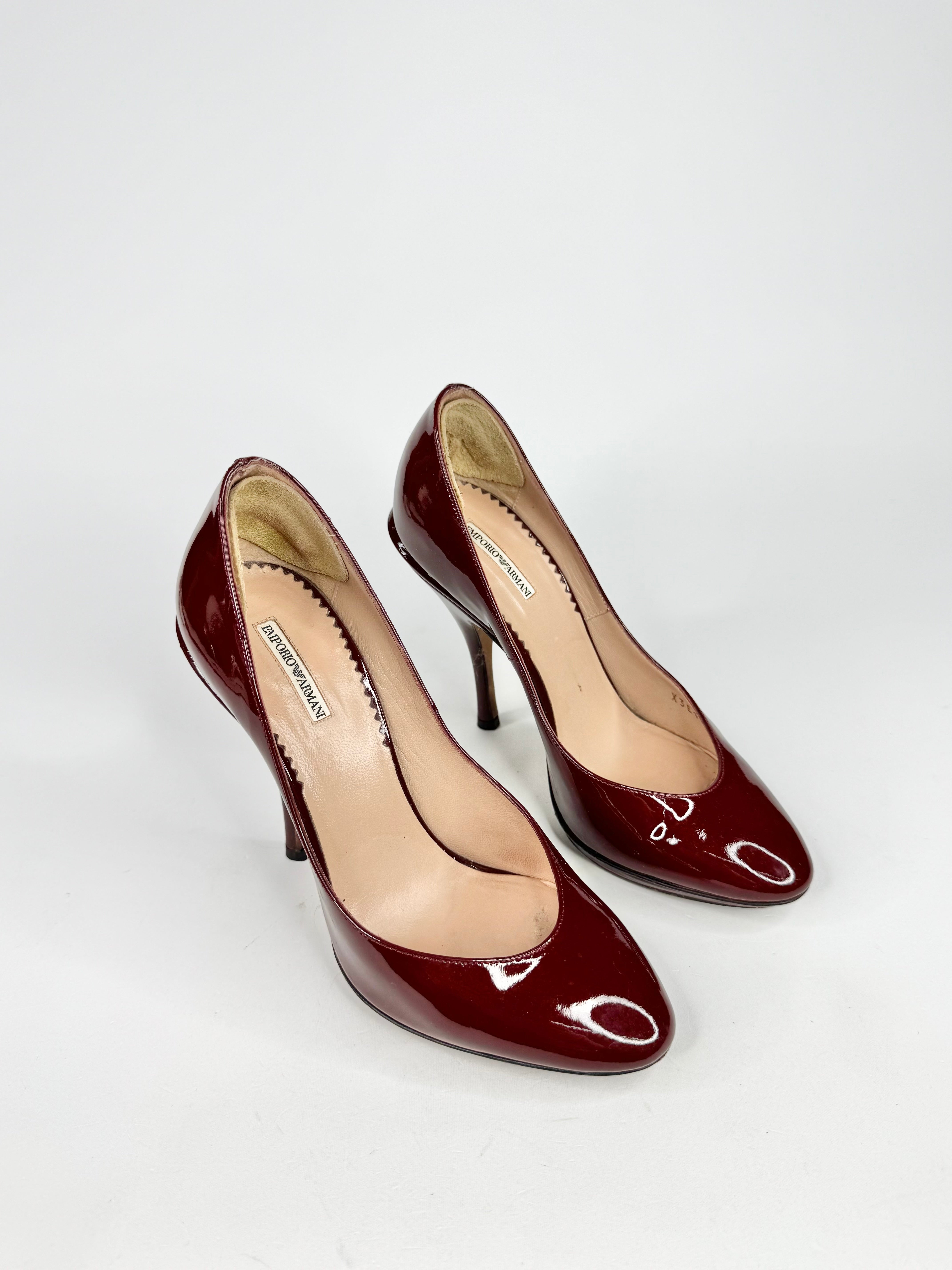 Emporio Armani Brick Red Patent Leather Pumps - EU35