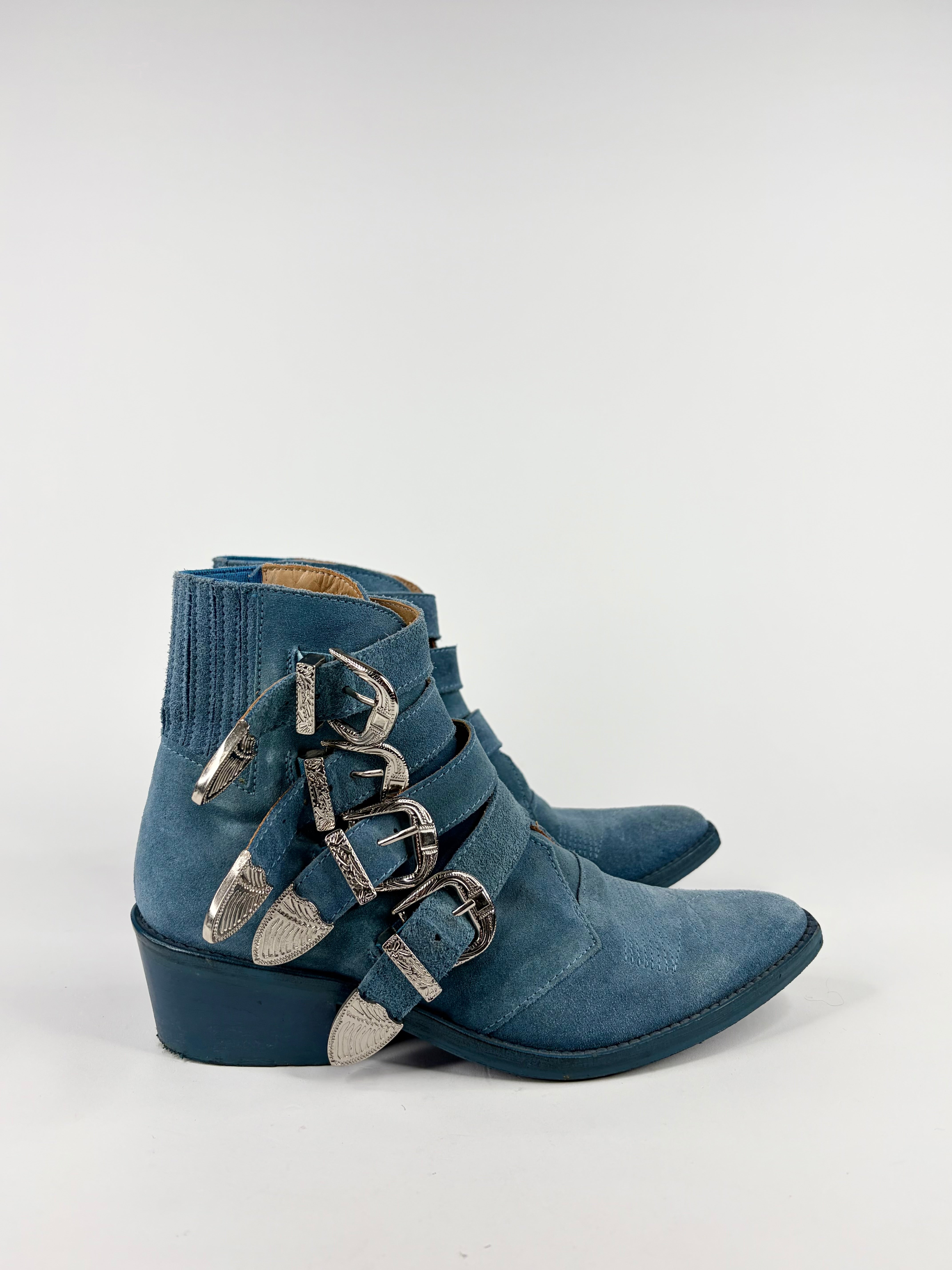 Toga Pulla Blue Suede Western Boot - EU36