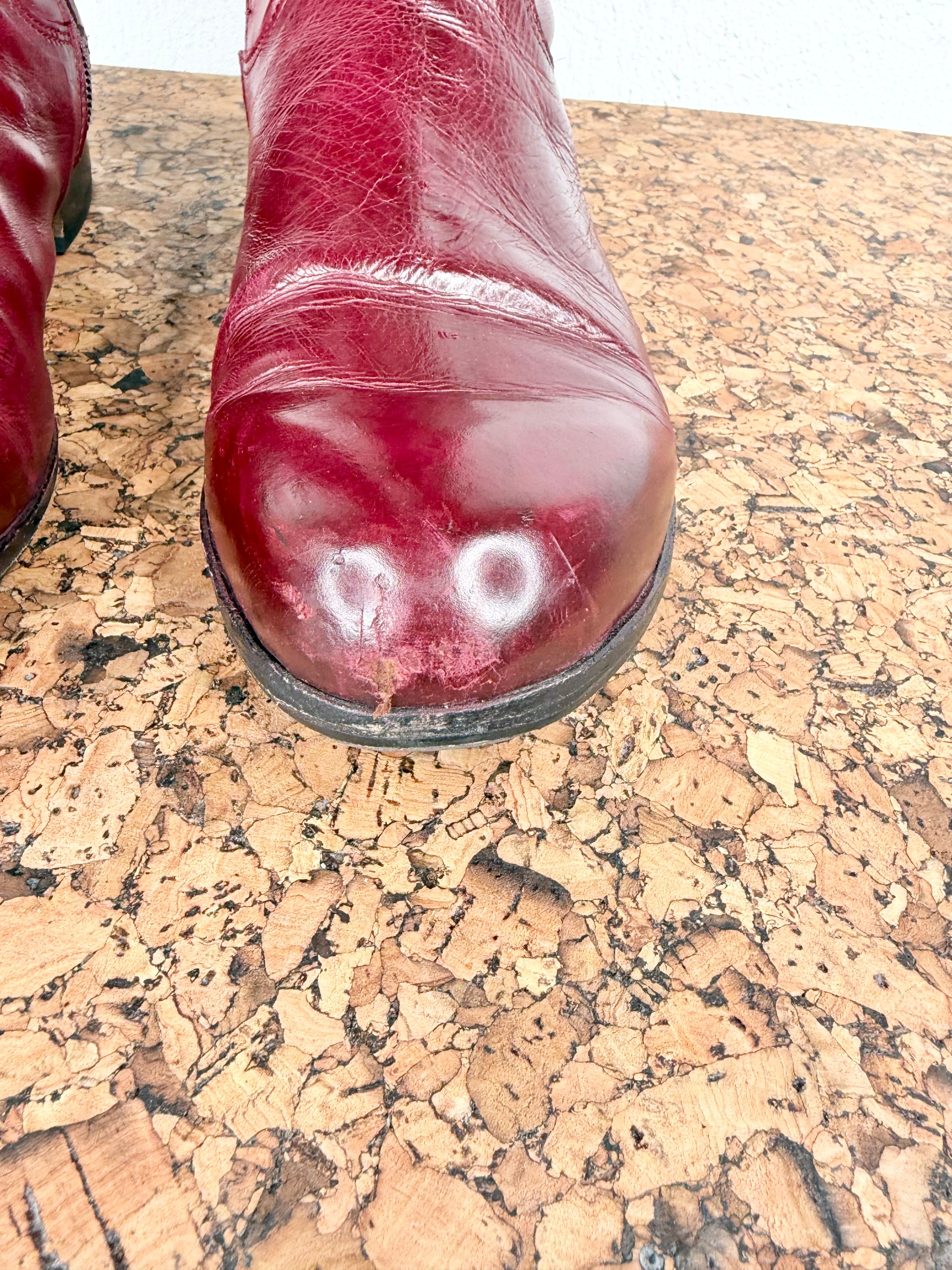 Wootten Burgundy Handcrafted Leather Boots - EU39