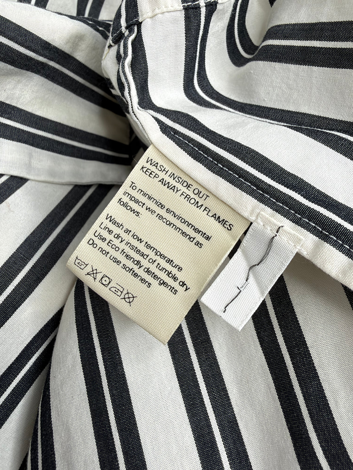 Tekla White And Grey Striped Organic Cotton Shirt - L
