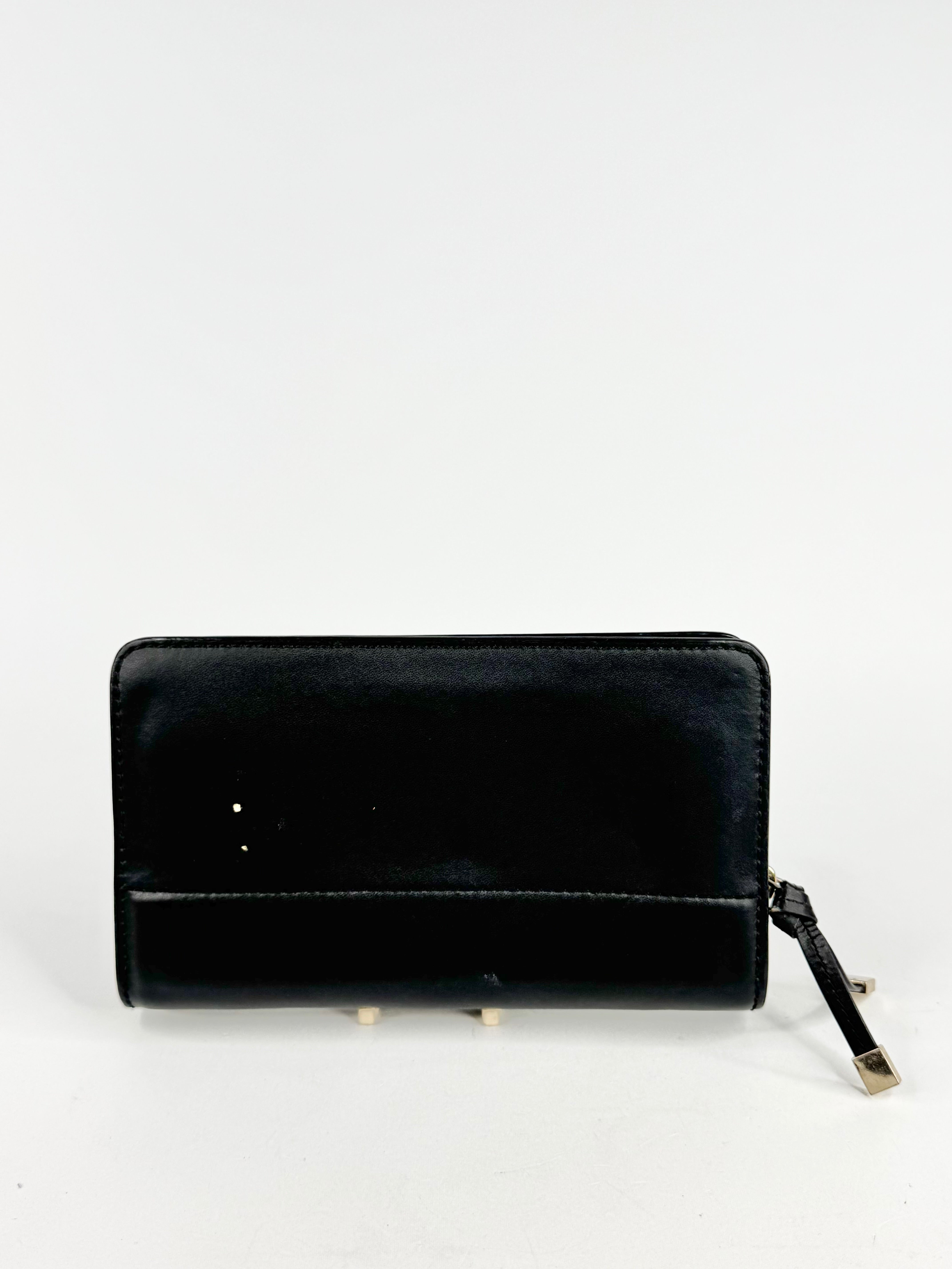 Oroton Smooth Black Zippered Purse